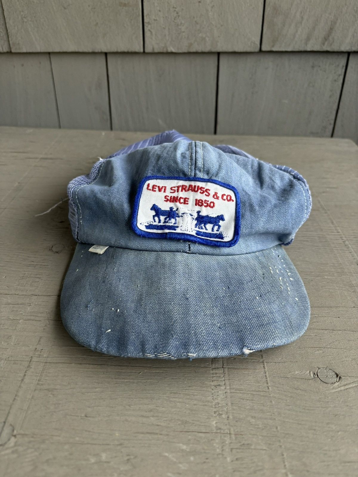 Levi's Vintage Levi's Trucker Hat Thrashed Denim 70s 80s Mesh Jeans Size ONE SIZE - 16 Thumbnail