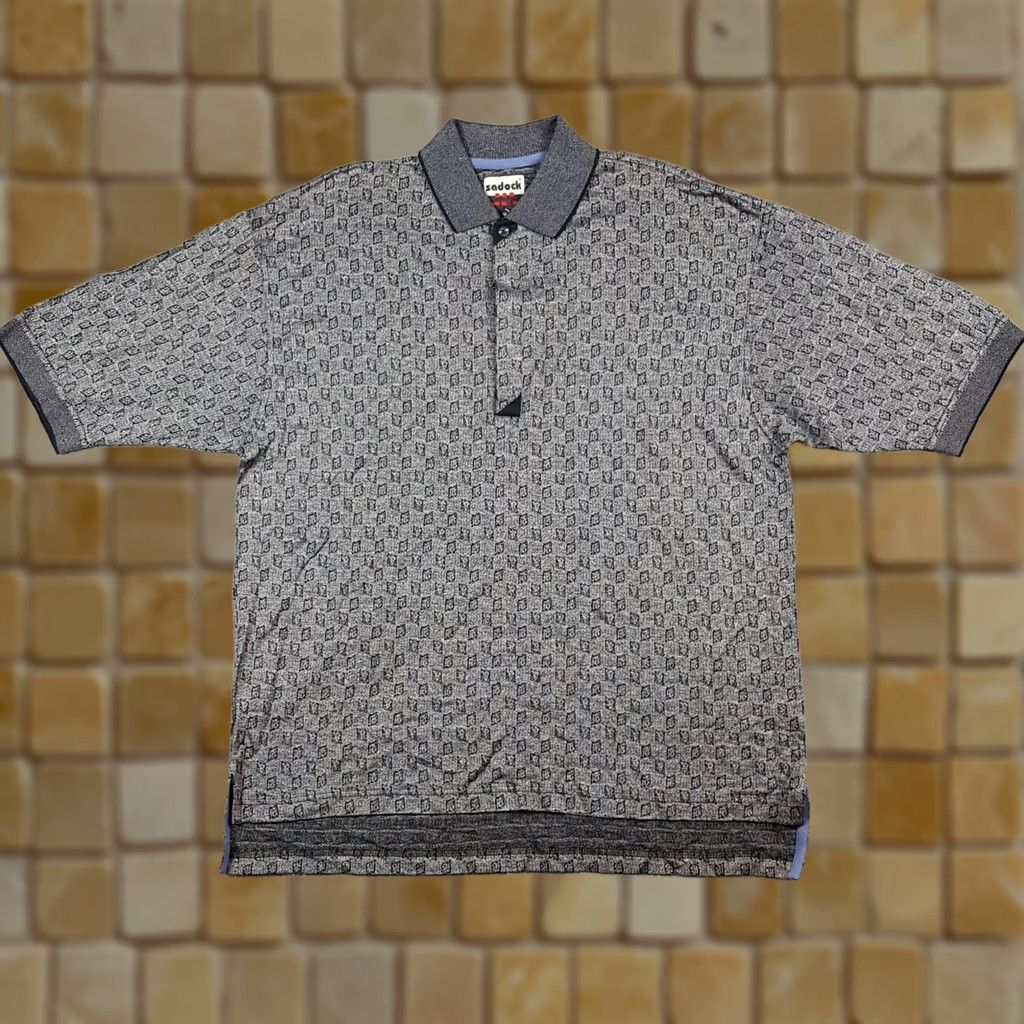 Vintage VINTAGE Sadock Polo Shirt Mens Size L Gray Diamond Argyle Preppy Oversized Button Collar Golf Shirt 90s Size US L / EU 52-54 / 3 - 1 Thumbnail