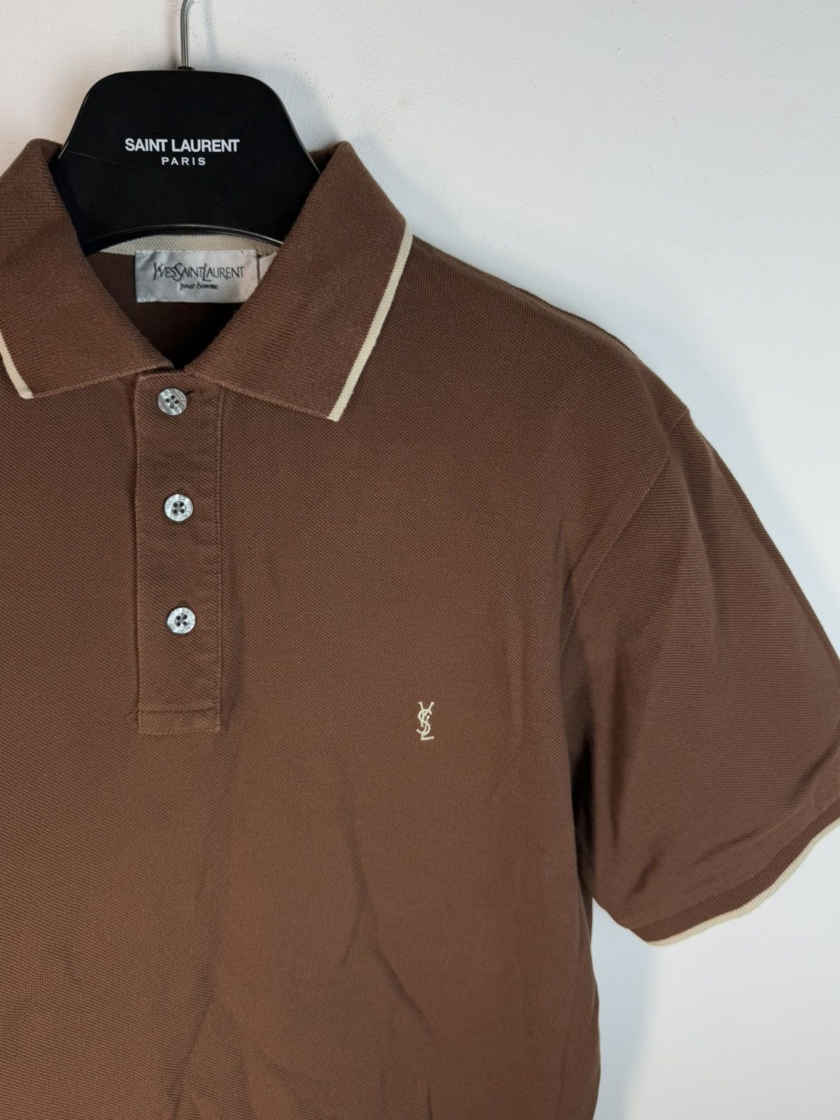 Yves Saint Laurent Brown YSL Polo Shirt YSL Tee Beige YSL Shirt Size US S / EU 44-46 / 1 - 12 Thumbnail