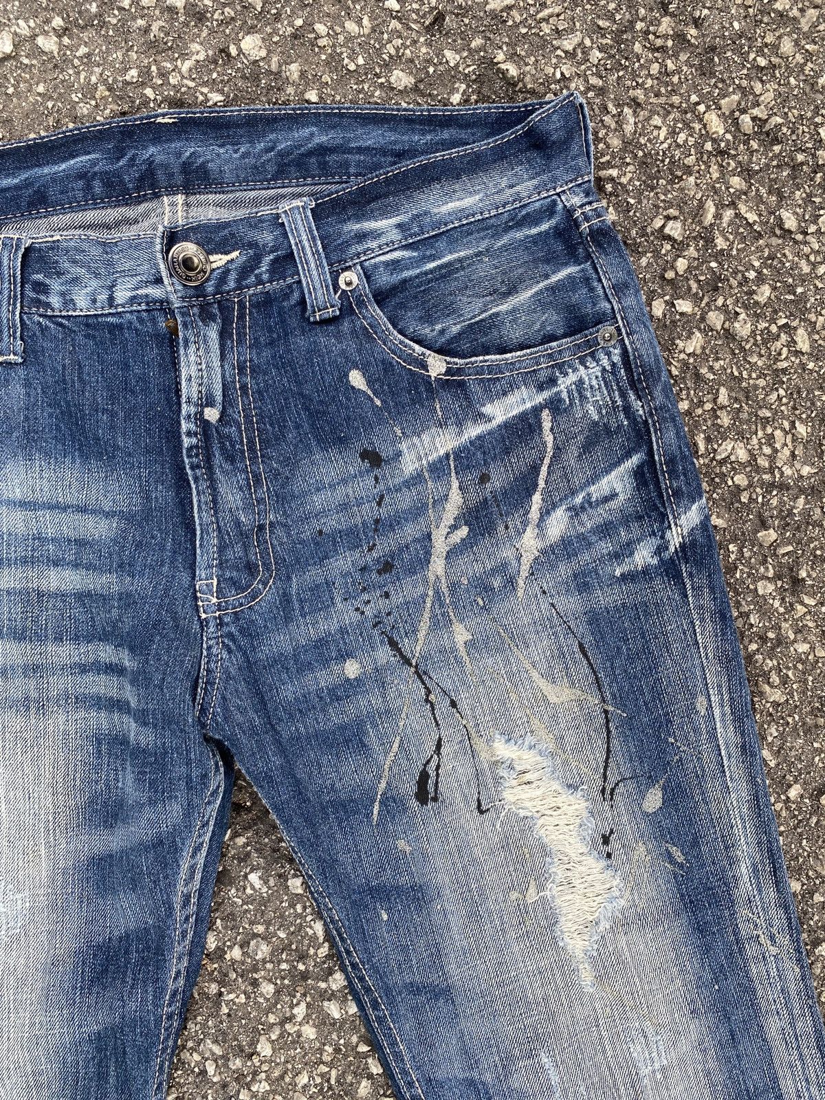 If Six Was Nine × Tornado Mart Unbranded Distressed Splatter Flare Denim Size US 33 - 9 Thumbnail