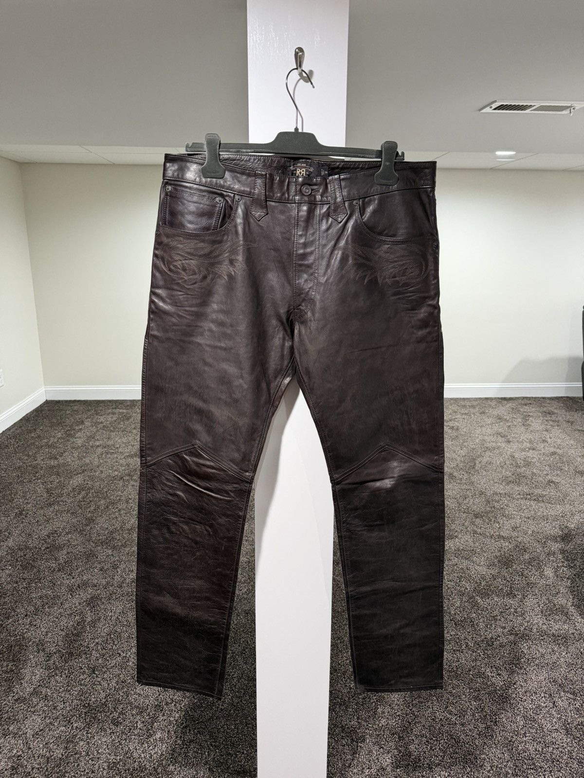 RRL Ralph Lauren Double RRL Ralph Lauren Western Brown Horse Leather Pants Size US 36 / EU 52 - 1 Thumbnail