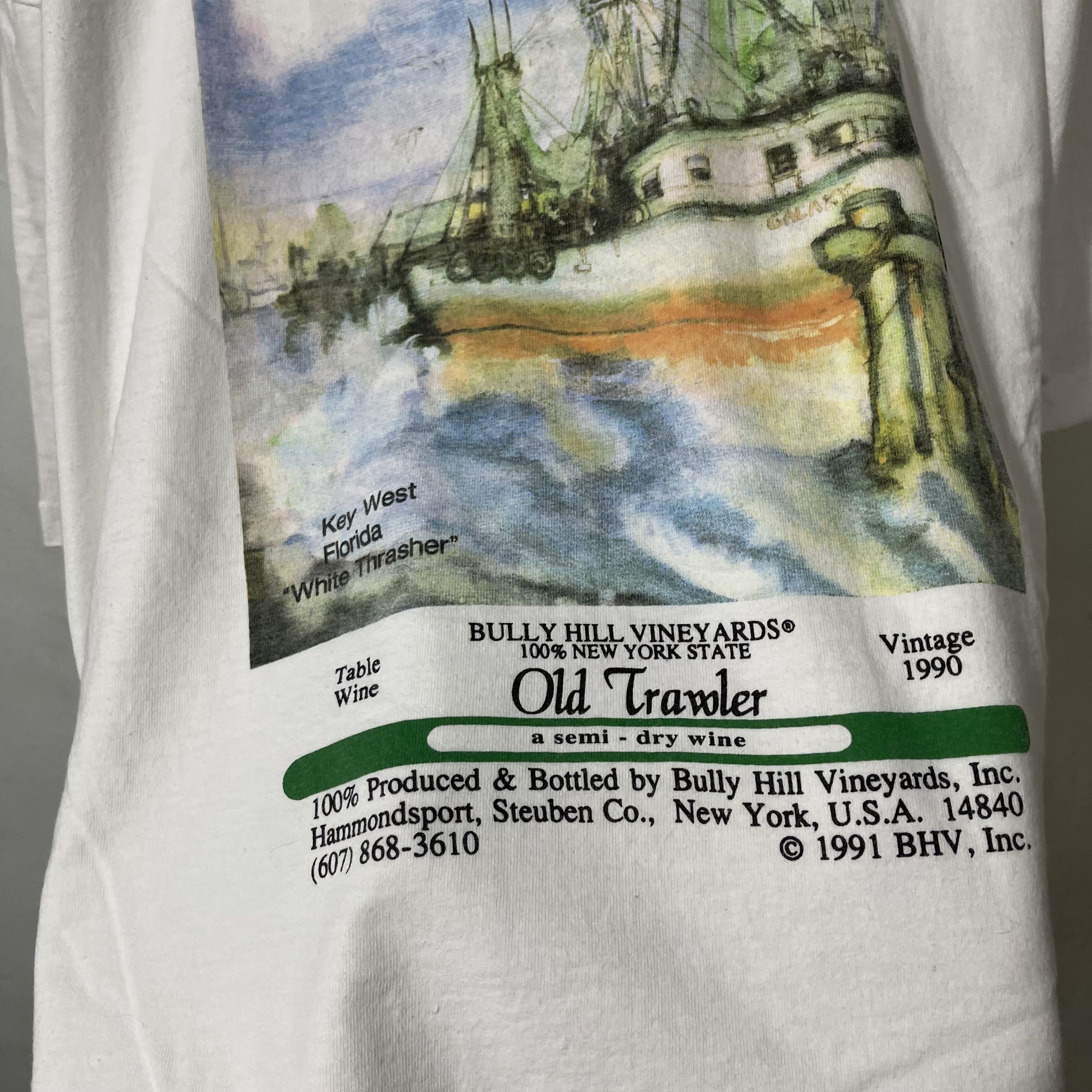 Vintage Vintage 1991 Bully Hill Vineyards “Old Traveler” T-Shirt Size US XL / EU 56 / 4 - 3 Thumbnail