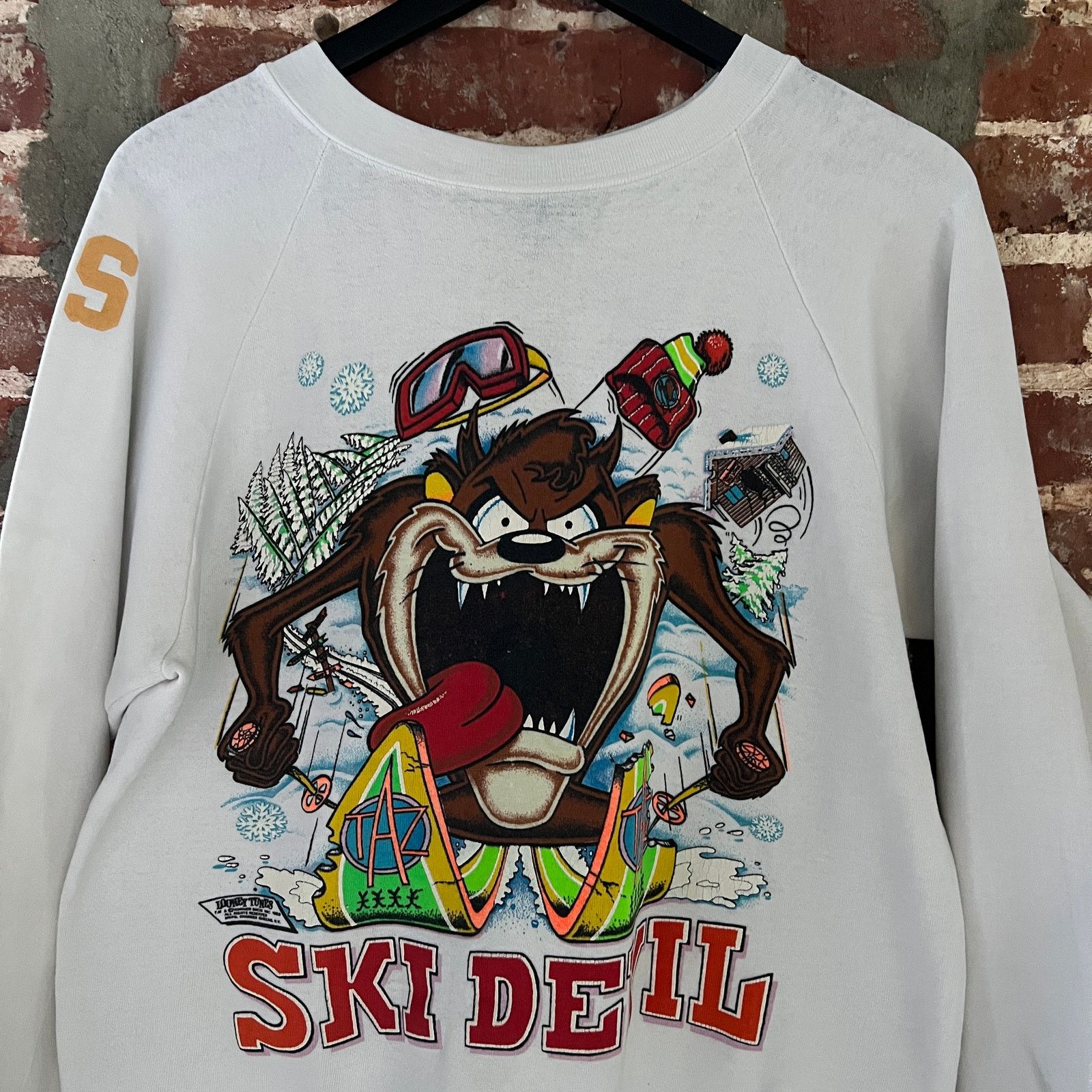 Disney VTG Taz Ski Devil White Crewneck Sweatshirt M 20.5x26 Size US M / EU 48-50 / 2 - 1 Thumbnail