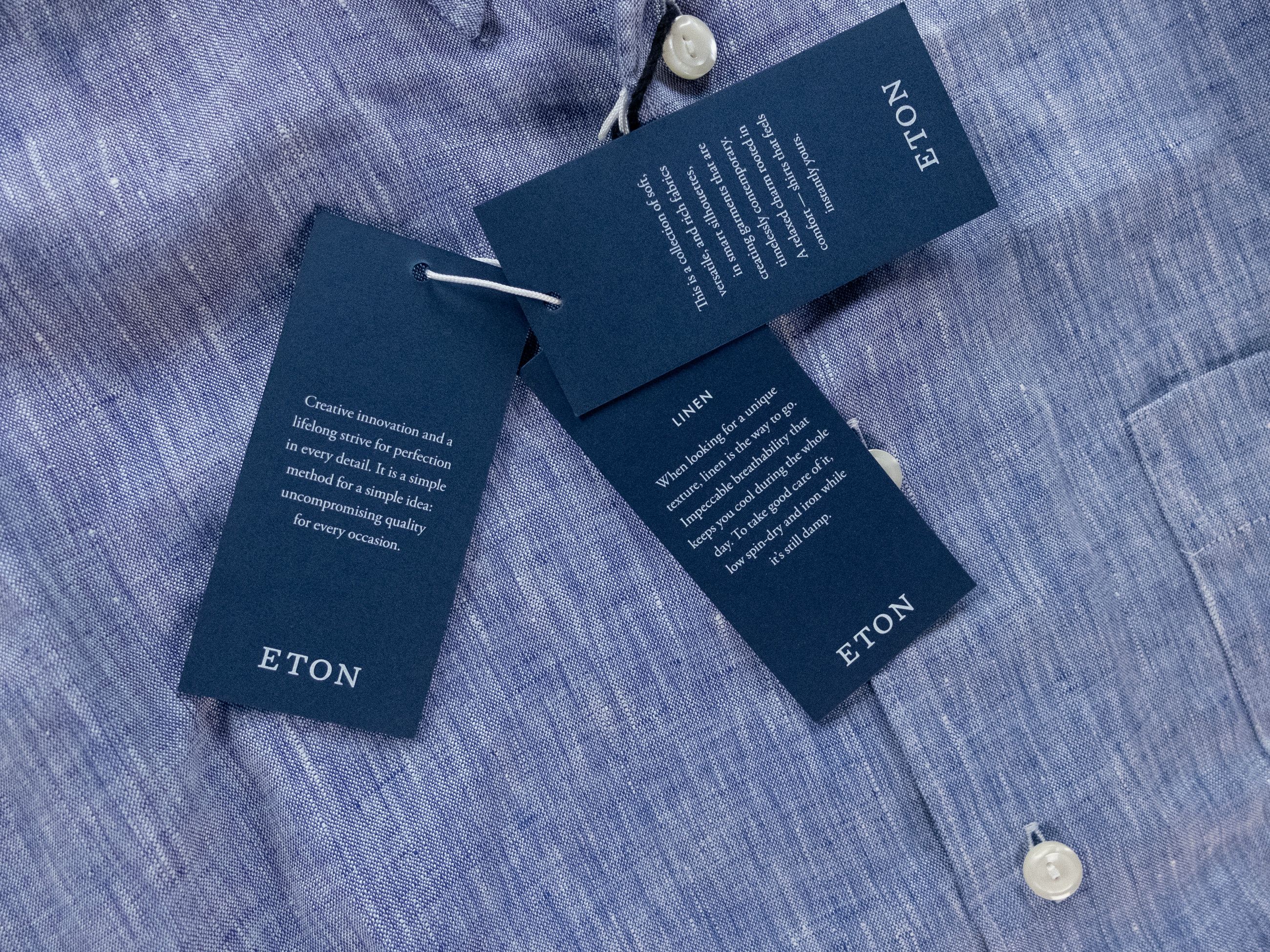 Eton ETON of Sweden contemporary fit blue linen shirt 44 XL Size US XL / EU 56 / 4 - 6 Thumbnail
