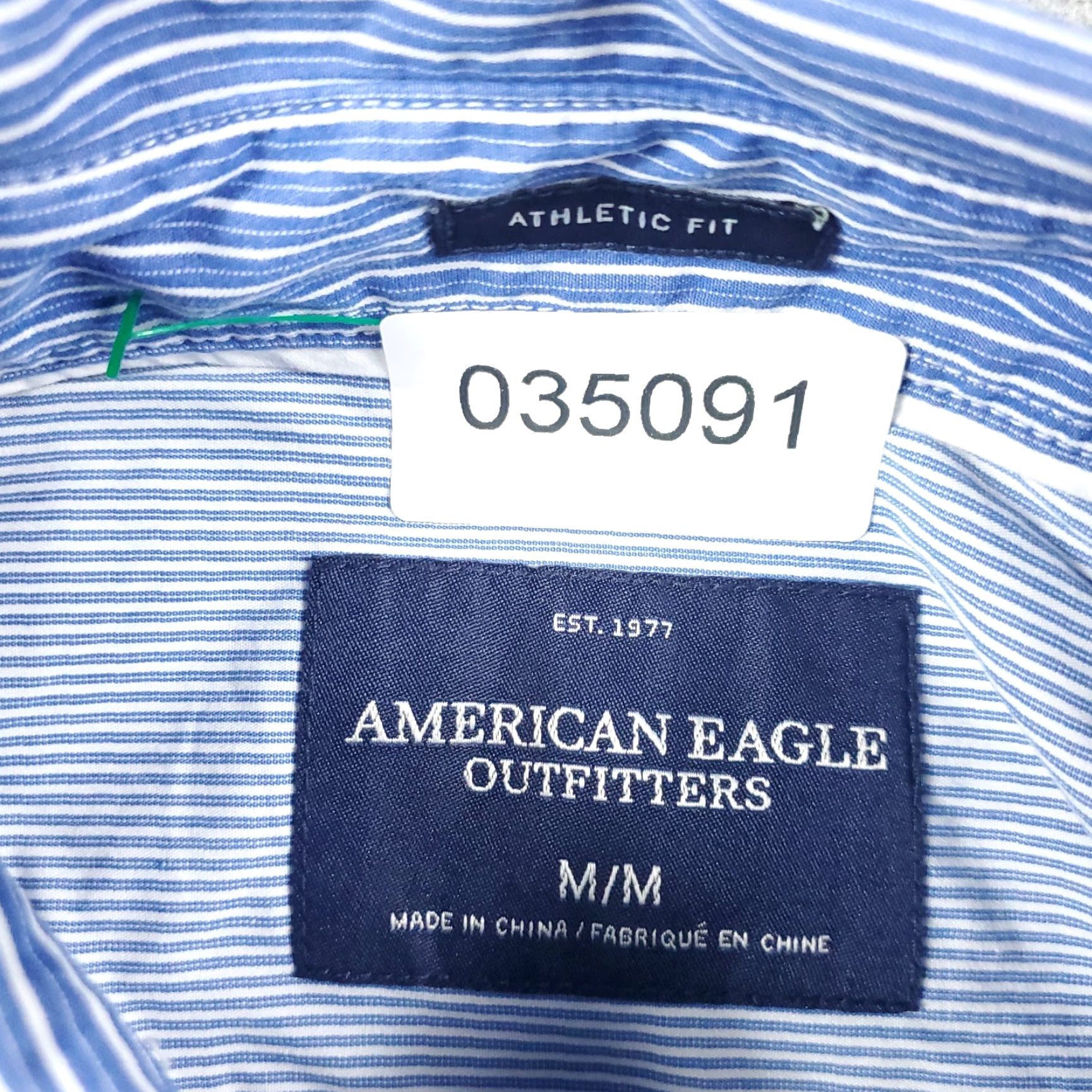American Eagle Outfitters American Eagle Shirt Mens Medium Blue Striped Casual Button Up Long Sleeve Size US M / EU 48-50 / 2 - 7 Thumbnail