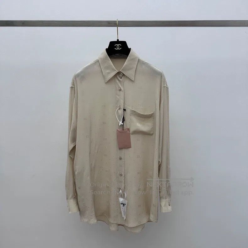 Miu Miu Miu Miu 38 Crepe long sleeve shirt Size M / US 6-8 / IT 42-44 - 1 Thumbnail