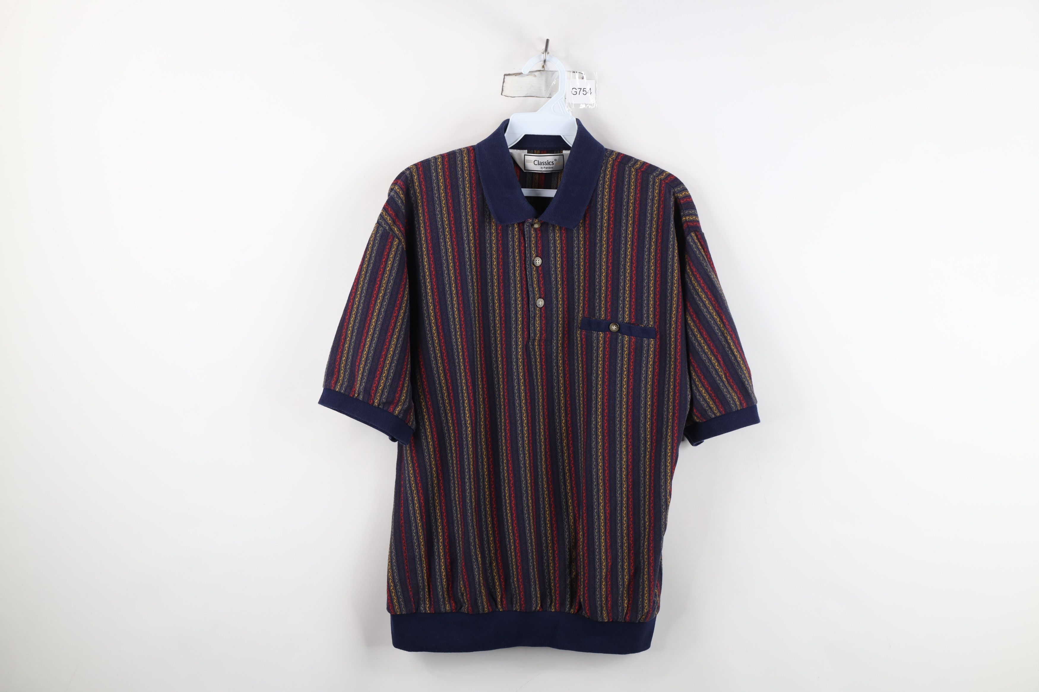 Vintage Vintage 90s Streetwear Striped Knit Pullover Polo Shirt Size US M / EU 48-50 / 2 - 1 Thumbnail