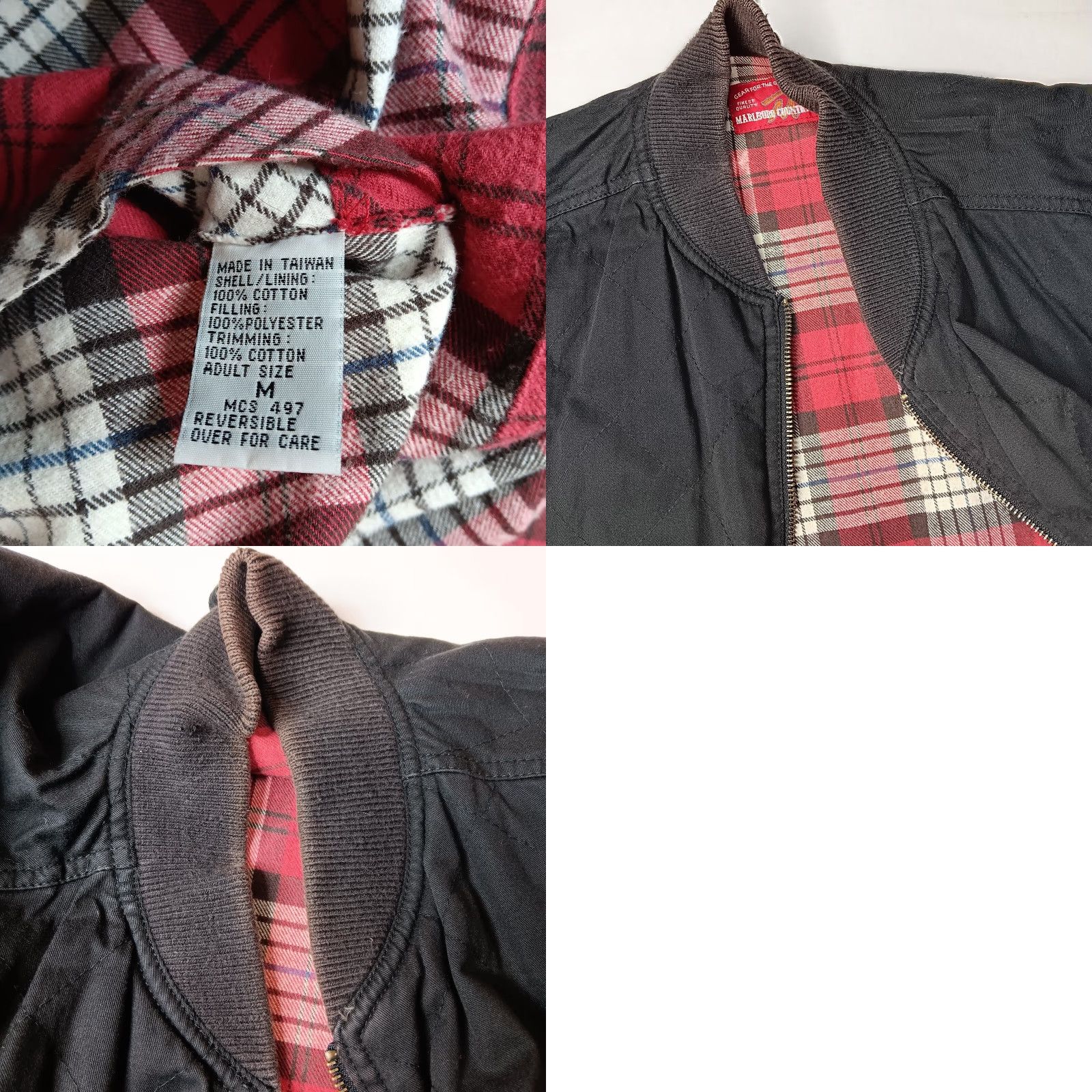 Marlboro Marlboro Vest Men Medium Flannel Reversible Black Quilted Zip Red Vintage READ Size US M / EU 48-50 / 2 - 8 Thumbnail