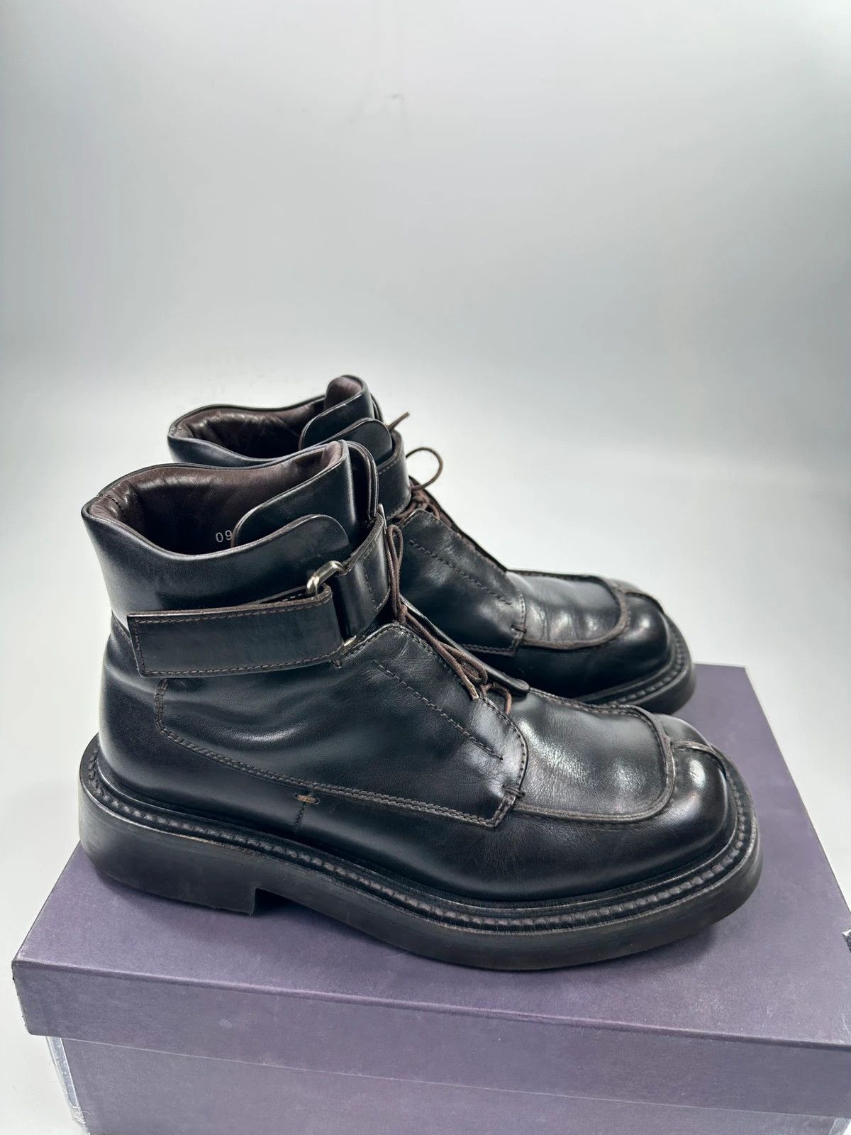Prada Prada Milano FW1999 Black Leather Square Toe Mid Ankle Boots Size US 9 / EU 42 - 3 Thumbnail