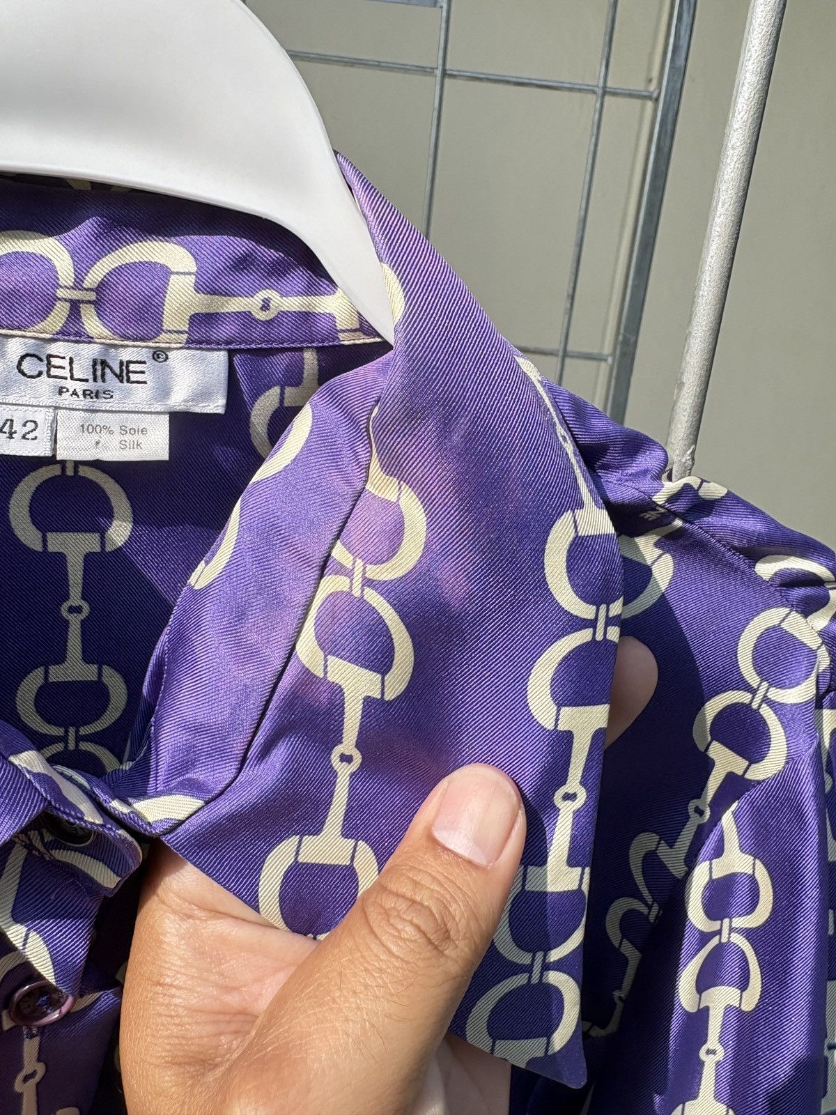 Celine Celine horsebit purple silk shirt Size M / US 6-8 / IT 42-44 - 5 Thumbnail