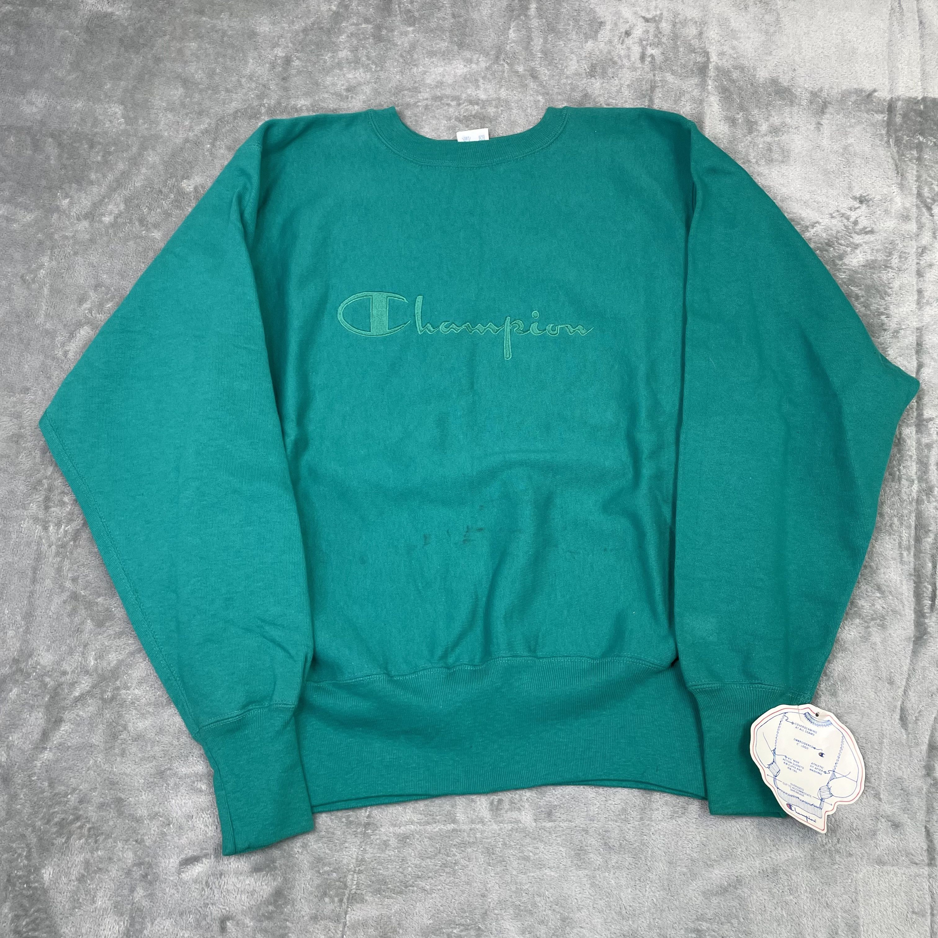 Champion × Vintage Vintage 90s Champion Spellout Reverse Weave Sweatshirt teal Size US L / EU 52-54 / 3 - 1 Thumbnail
