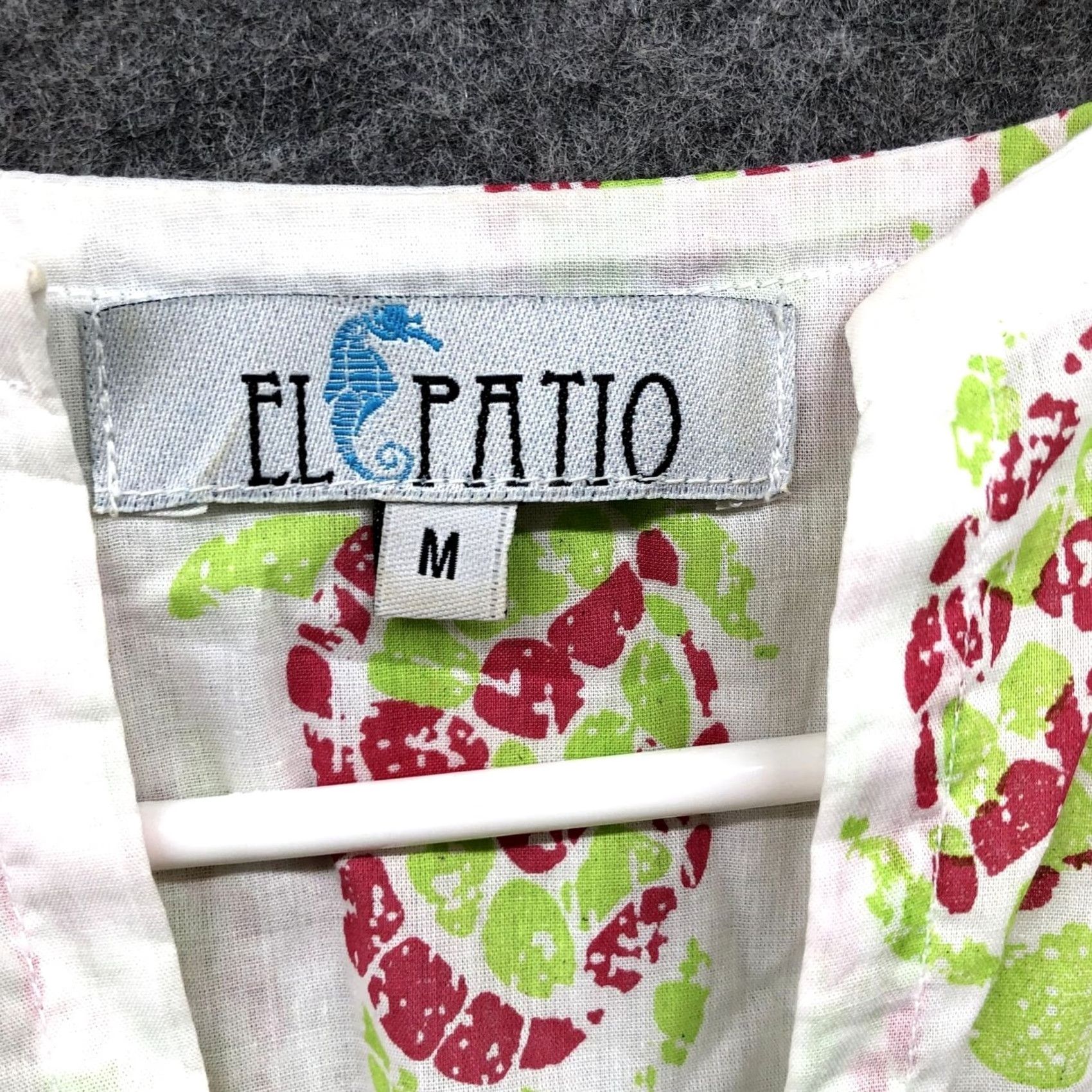 Vintage El Patio Turtle Print Beach Dress Womens M Split Neck White Cotton Long Sleeve Size M / US 6-8 / IT 42-44 - 3 Thumbnail