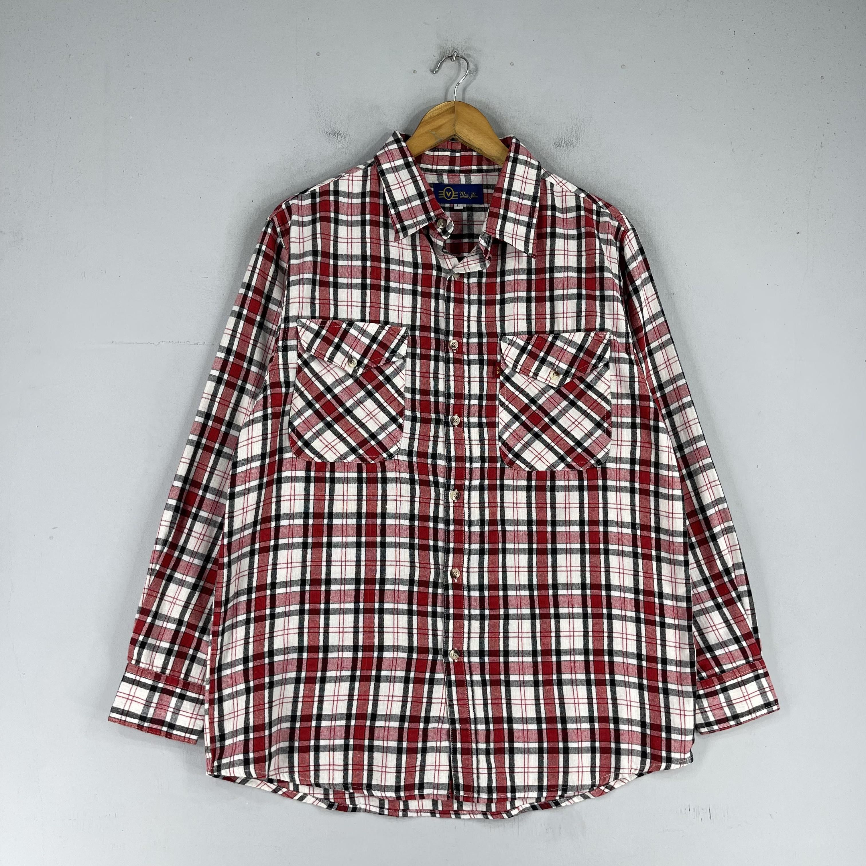 Flannel × Japanese Brand Vintage 90s Plaid Checkered Red Tartan Flannel Shirt Size US L / EU 52-54 / 3 - 3 Thumbnail