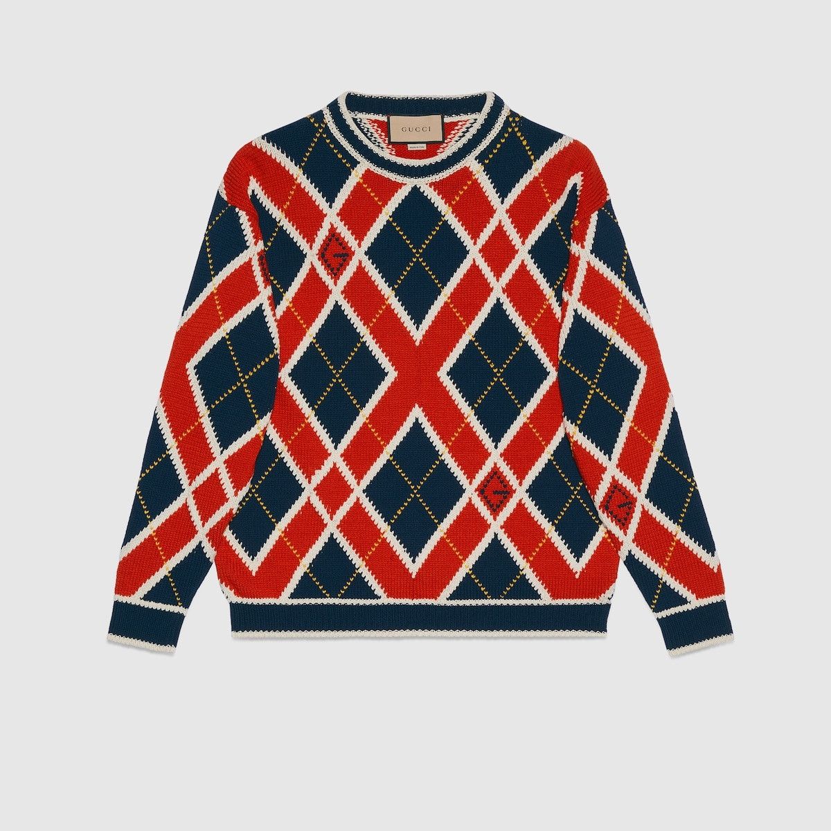 Gucci o1s1wg110925 G Rhombus Argyle Cotton Sweater in Multicolor Size US XXL / EU 58 / 5 - 1 Thumbnail