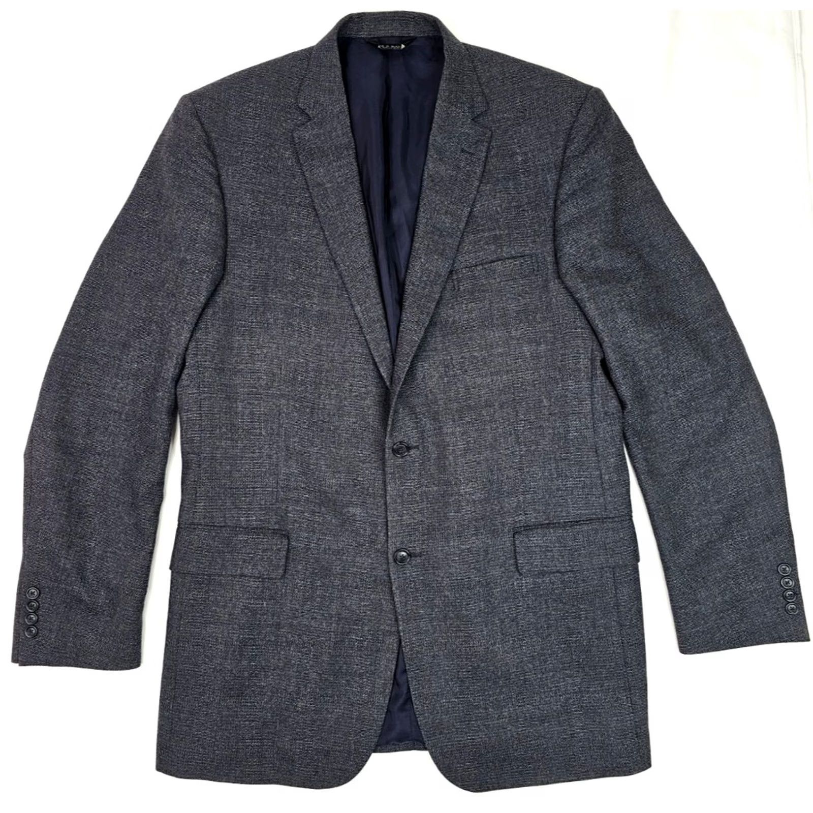 Jos. A. Bank Jos A. Bank Sport Coat Men 42R Blue Gray Micro Birdseye Heather Wool Blend Single-Breasted 2-Button Notch Flat Front Regular Jacket Size US XS / EU 42 / 0 - 2 Thumbnail