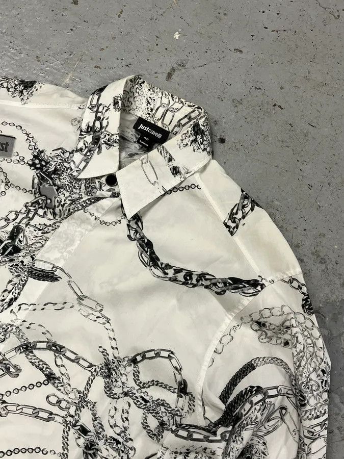 Just Cavalli AW2019 Cavalli White Chain Linked Mafia Shirt Size US S / EU 44-46 / 1 - 5 Thumbnail