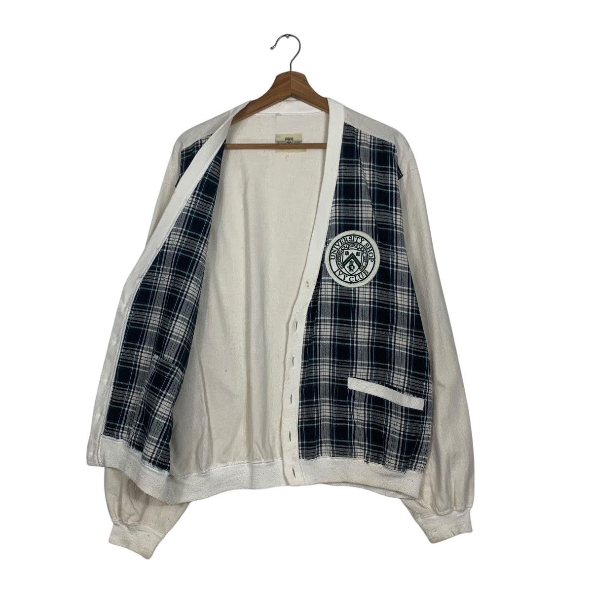Japanese Brand UNIVERSITY SHOP Ivy Club Checked Cardigan #1805-C16 Size US L / EU 52-54 / 3 - 9 Thumbnail