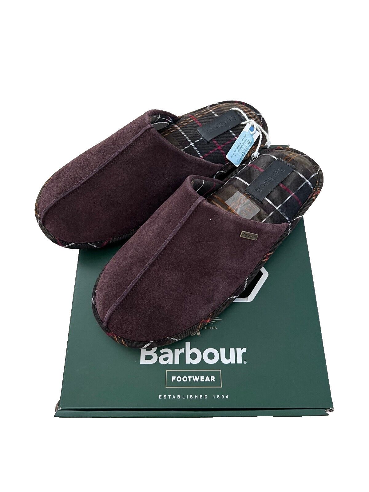 Barbour Barbour Brown Tartan Foley Suede Indoor Slippers ( 9 ) Size US 9 / EU 42 - 1 Thumbnail