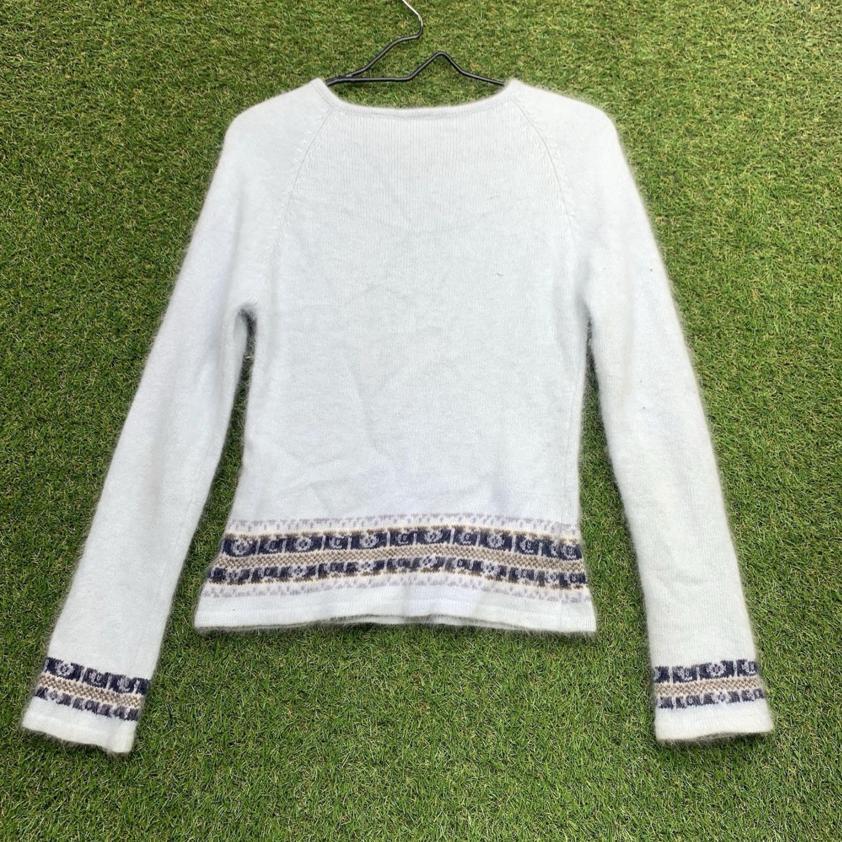 Vintage VINTAGE Xhilaration Sweater Cardigan Womens Medium Angora Wool Lace Front Round Neck Blue 90s Size M / US 6-8 / IT 42-44 - 2 Thumbnail