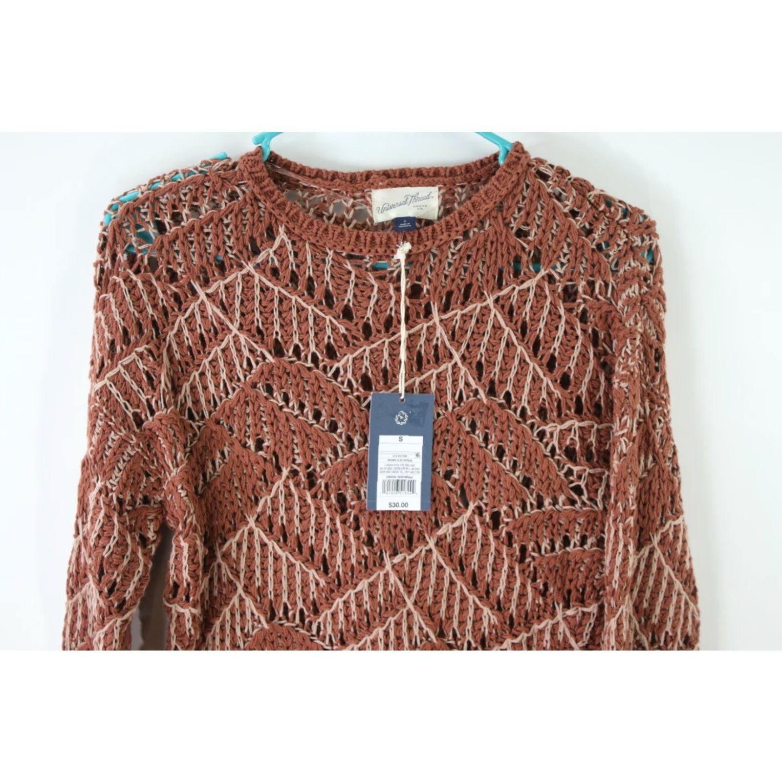 Vintage Universal Thread Tunic Sweater Women Open Stitch Brown Size M Adult Medium Cable Knit Hi-Low Hem Size M / US 6-8 / IT 42-44 - 3 Thumbnail