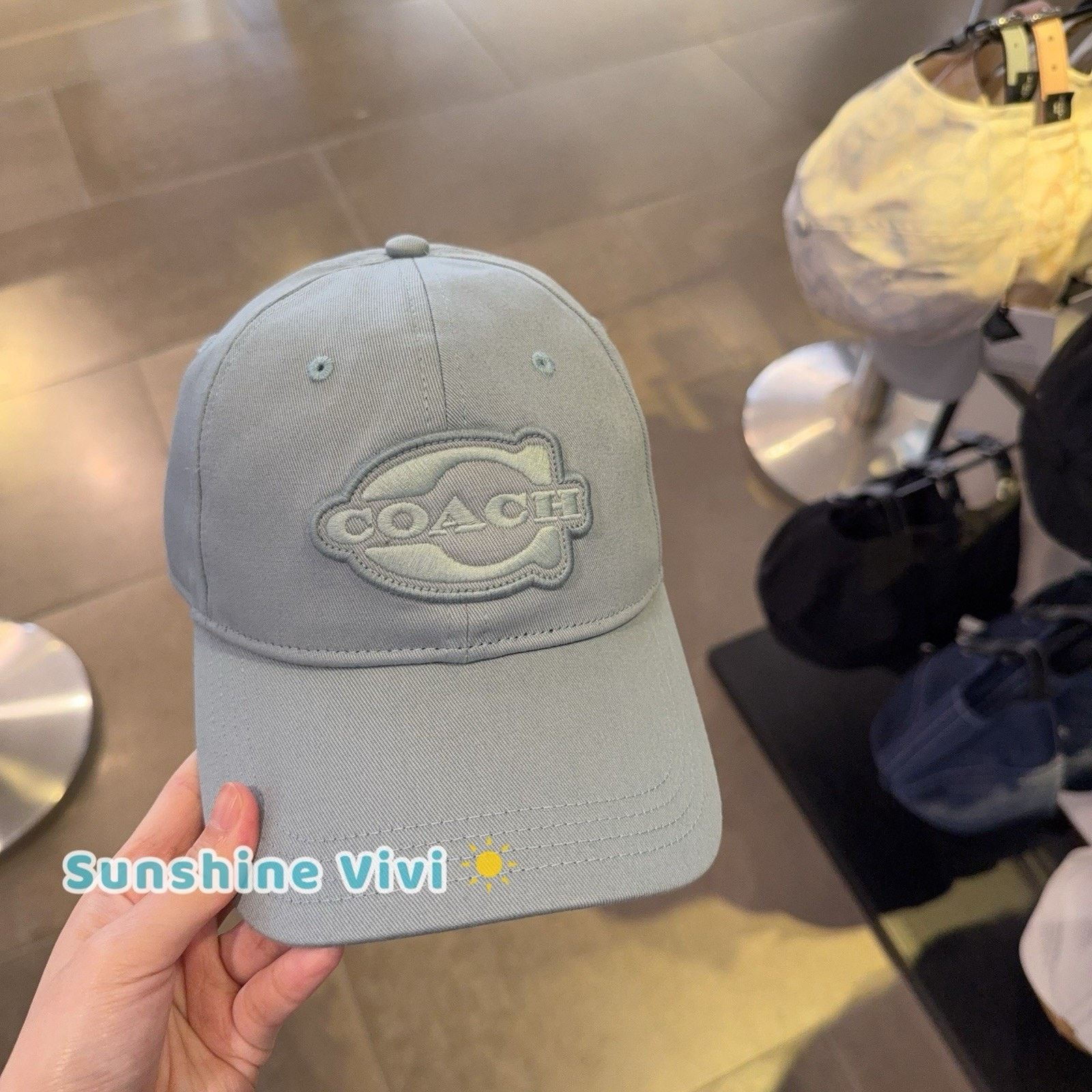 Coach NWT Coach Unisex Soho Flat Brim Baseball Hat Sea Mist CCQ59 Size ONE SIZE - 1 Thumbnail
