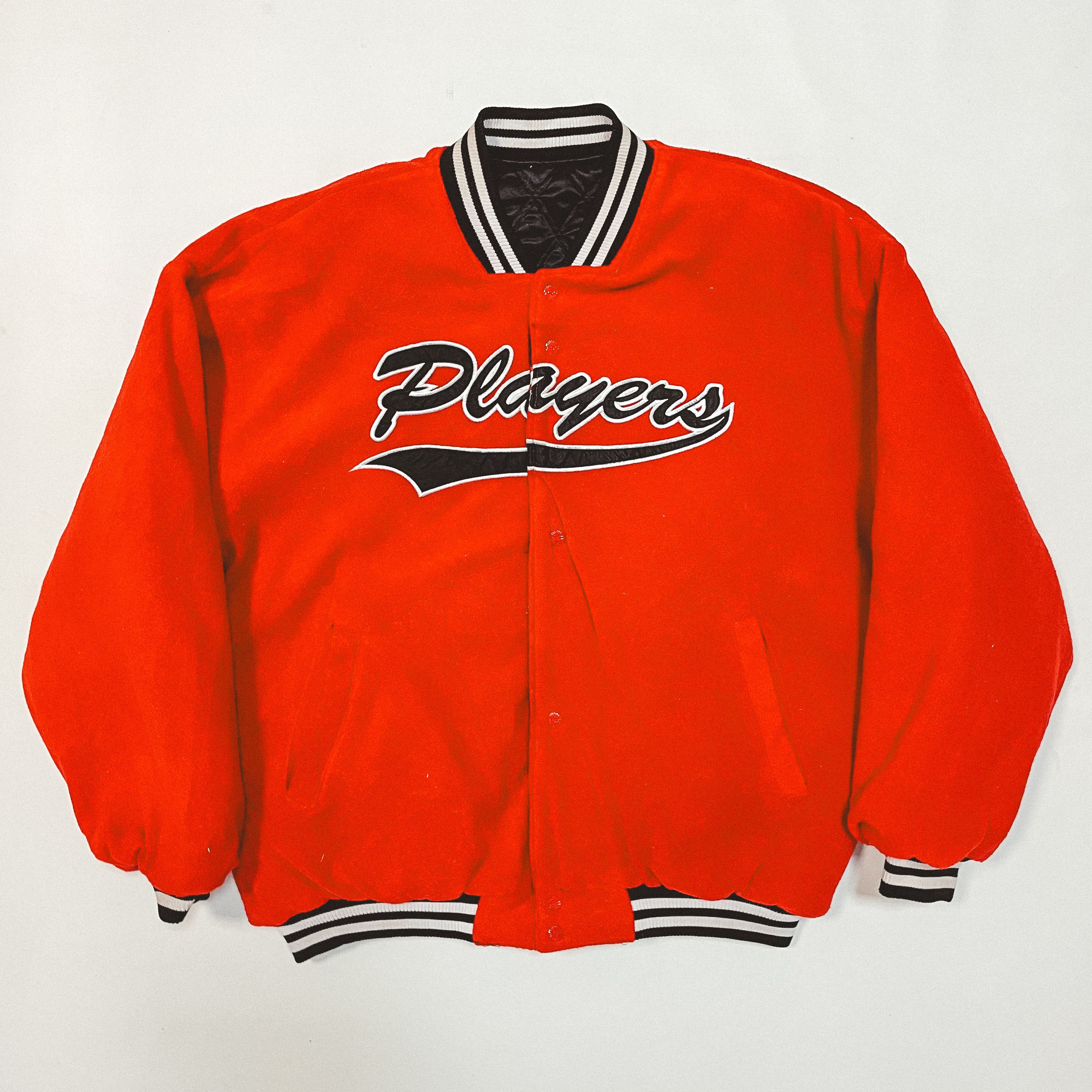 image of Vintage Asg Usa Players Reversible Flight Bomber Jacket in Black Red, Men's (Size 2XL)