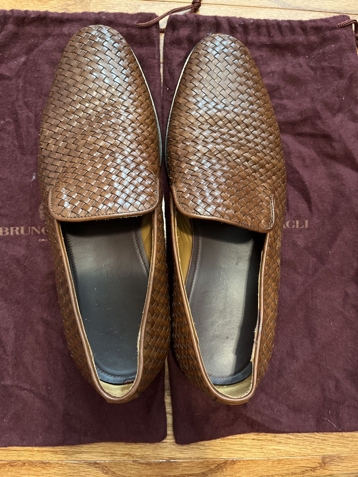 Bruno Magli Bruno Magli Woven Leather Loafers, Brown, Great Condition Size US 7.5 / EU 40-41 - 3 Thumbnail