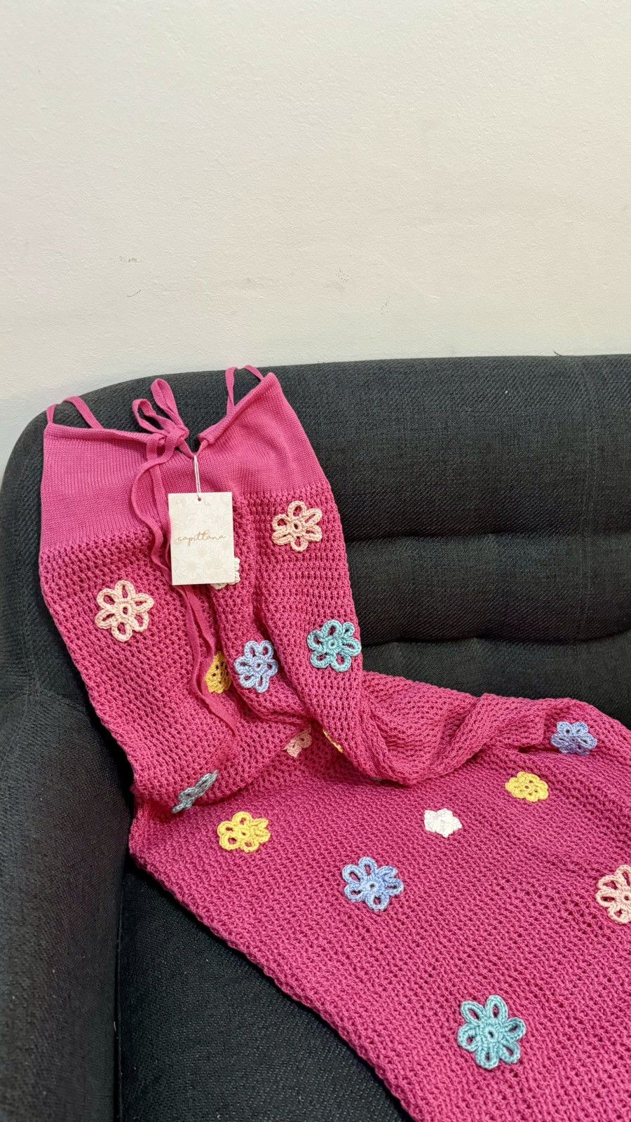 image of Fuchsia Knitted Dress With Flowers - Capittana, Women's (Size Small)
