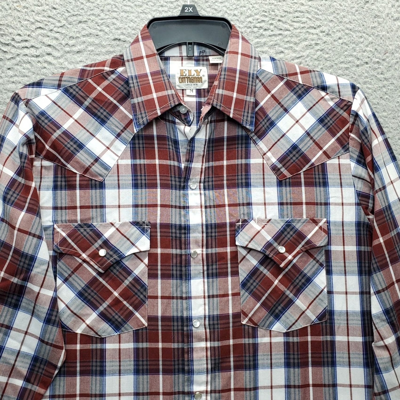 Vintage Ely Cattleman Mens Shirt Multi Plaid Pearl Snap M Adult M Regular Fit Western Casual Button-Up Men Size US M / EU 48-50 / 2 - 3 Thumbnail