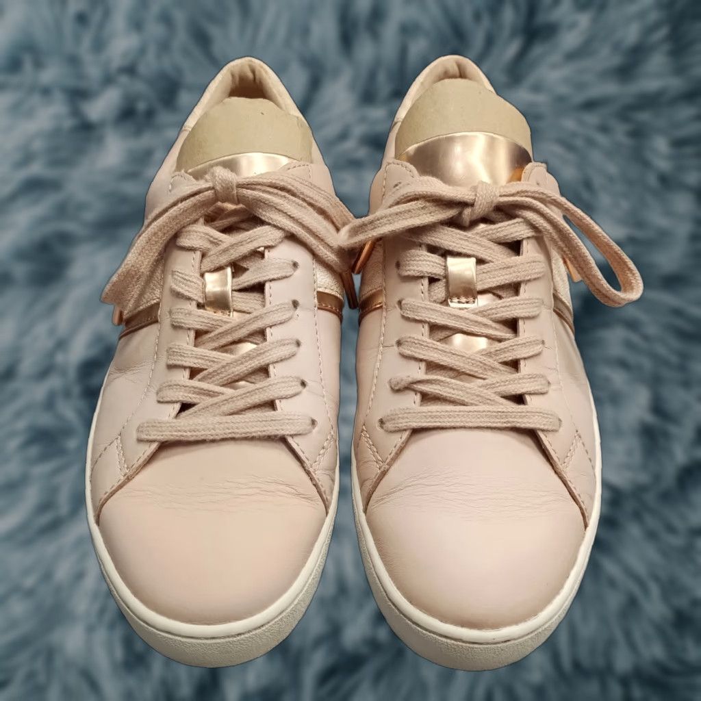 Michael Kors Michael Kors Womens Size 6M Pink White Leather Cap Toe Lace Up Casual Sneakers Size ONE SIZE - 1 Thumbnail