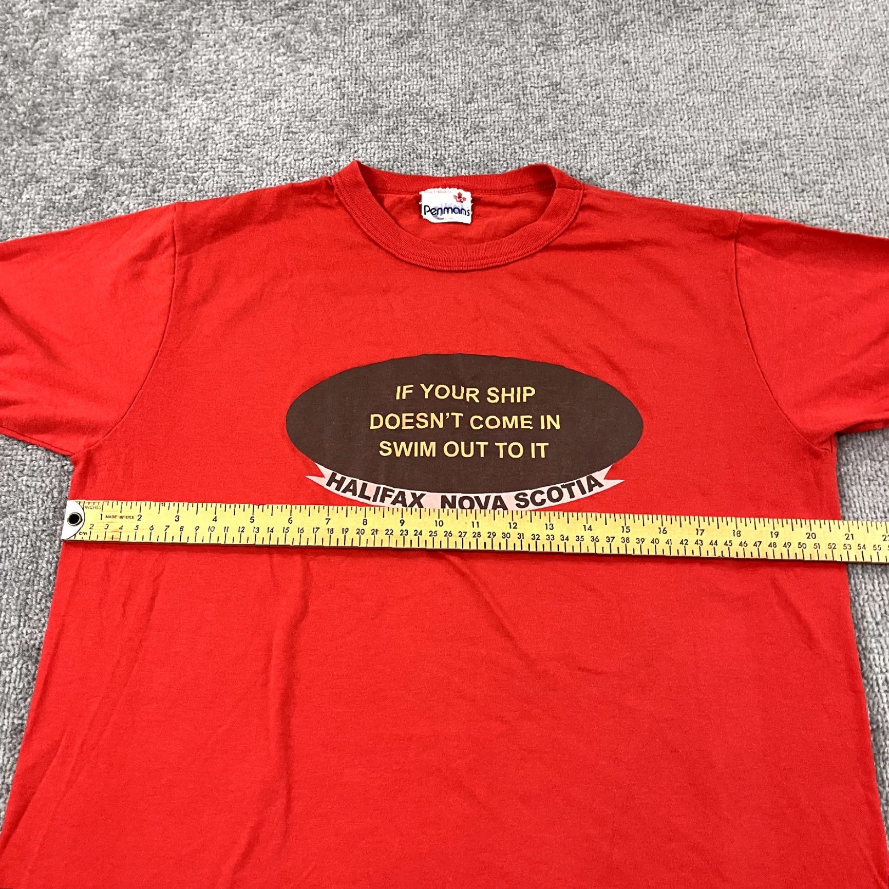 Vintage VINTAGE Penmans T-Shirt Mens Adult Large Red Halifax Nova Scotia Canada Ship Boating Logo Graphic Print Crew Neck Short Sleeve Size US L / EU 52-54 / 3 - 6 Thumbnail