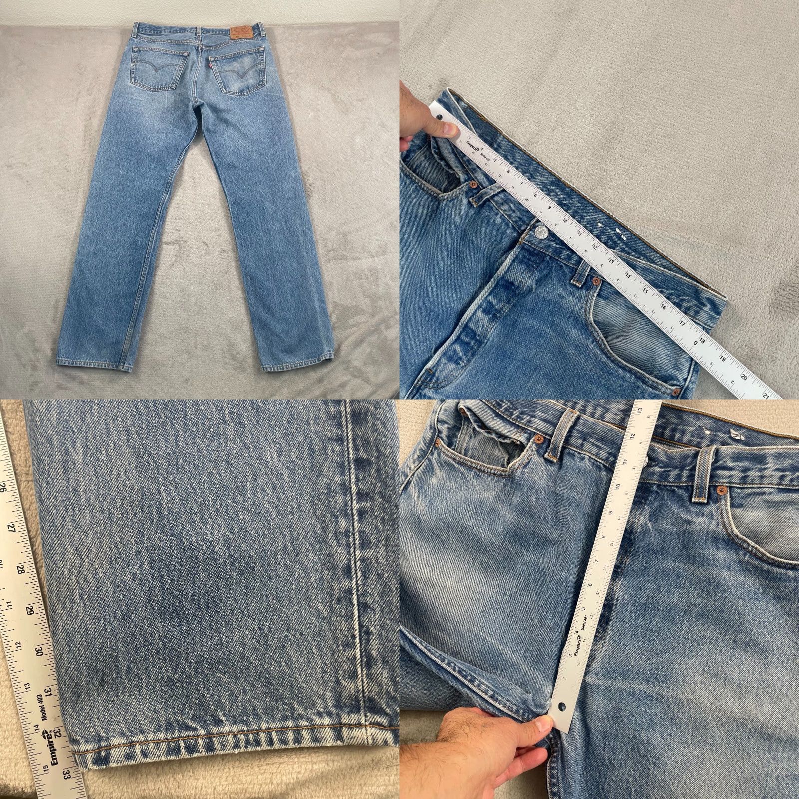 Levi's VINTAGE Levi's 501 Jeans Mens 36x33 Blue 90s Made in USA Button Fly Straight 5-Pocket Denim Medium Wash Size US 36 / EU 52 - 8 Thumbnail