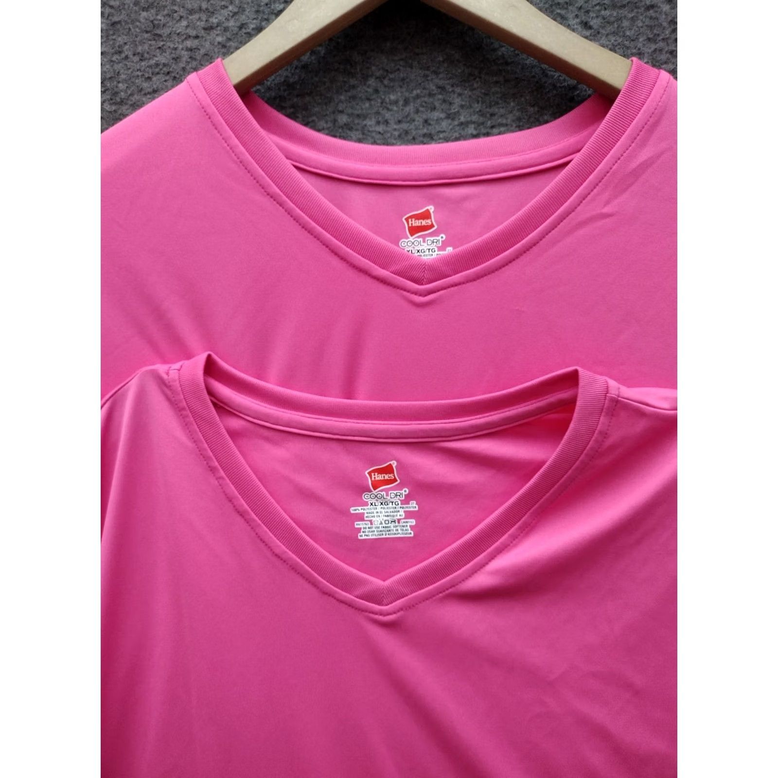 Hanes Hanes Cool Dry Short Sleeve Men's T-Shirt Hot Pink 2-Pack XL Crew Neck Pullover 100% Polyester Workout Sports Activewear Right? Size US XL / EU 56 / 4 - 3 Thumbnail