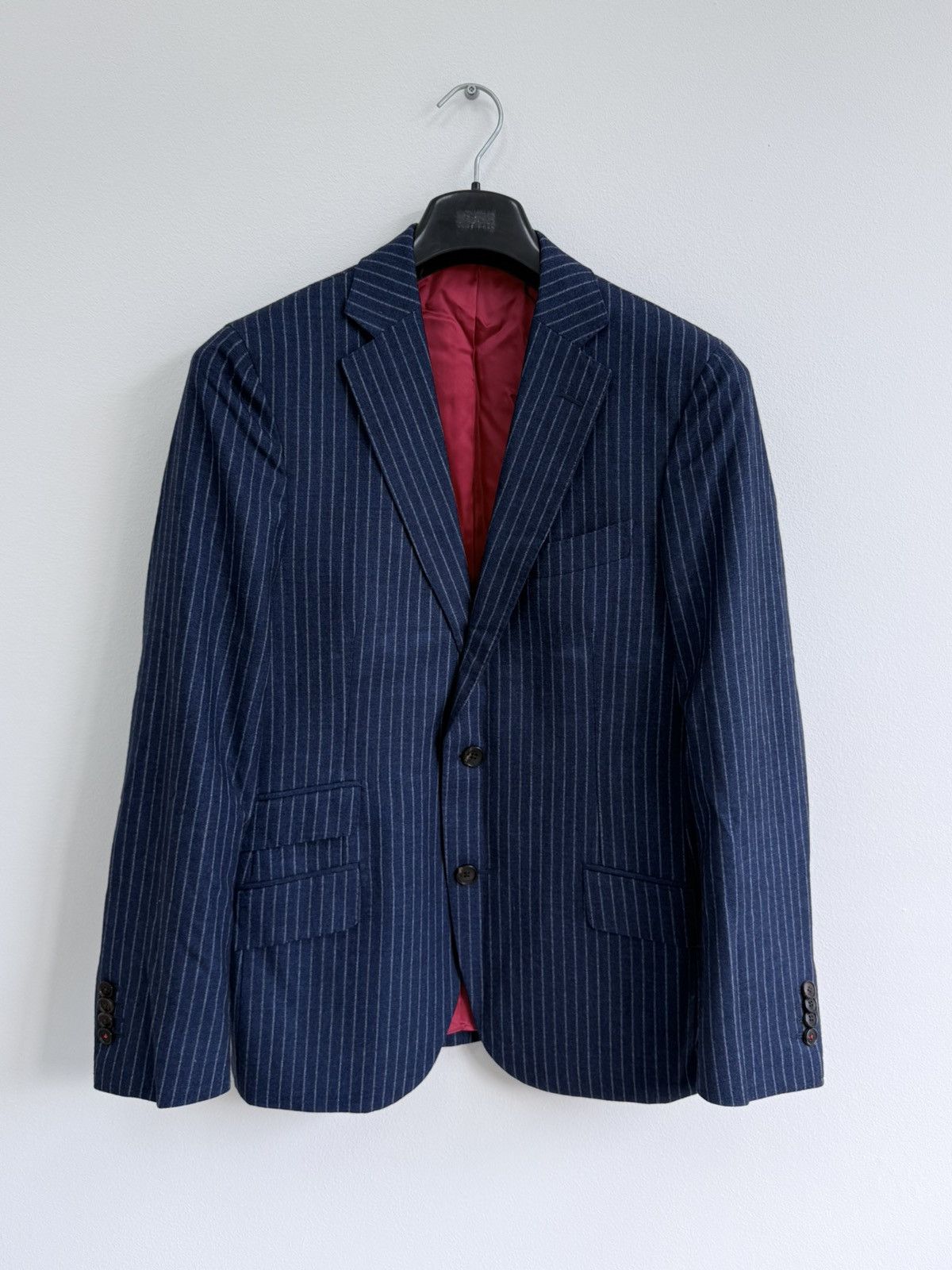 Suitsupply Suitsupply Navy Striped Wool Silk 2 Piece Suit Size 46 Size 36R - 2 Thumbnail
