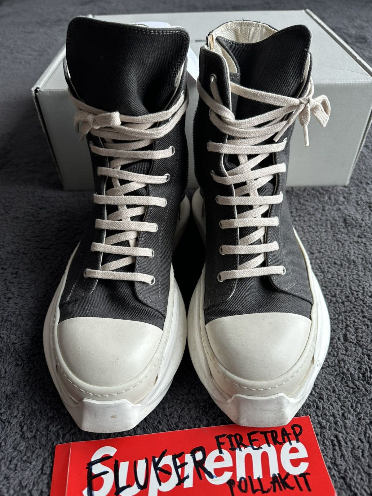 Rick Owens Drkshdw Rick Owens DRKSHDW ABSTRACT High Sneakers Black Milk Size US 10 / EU 43 - 1 Thumbnail