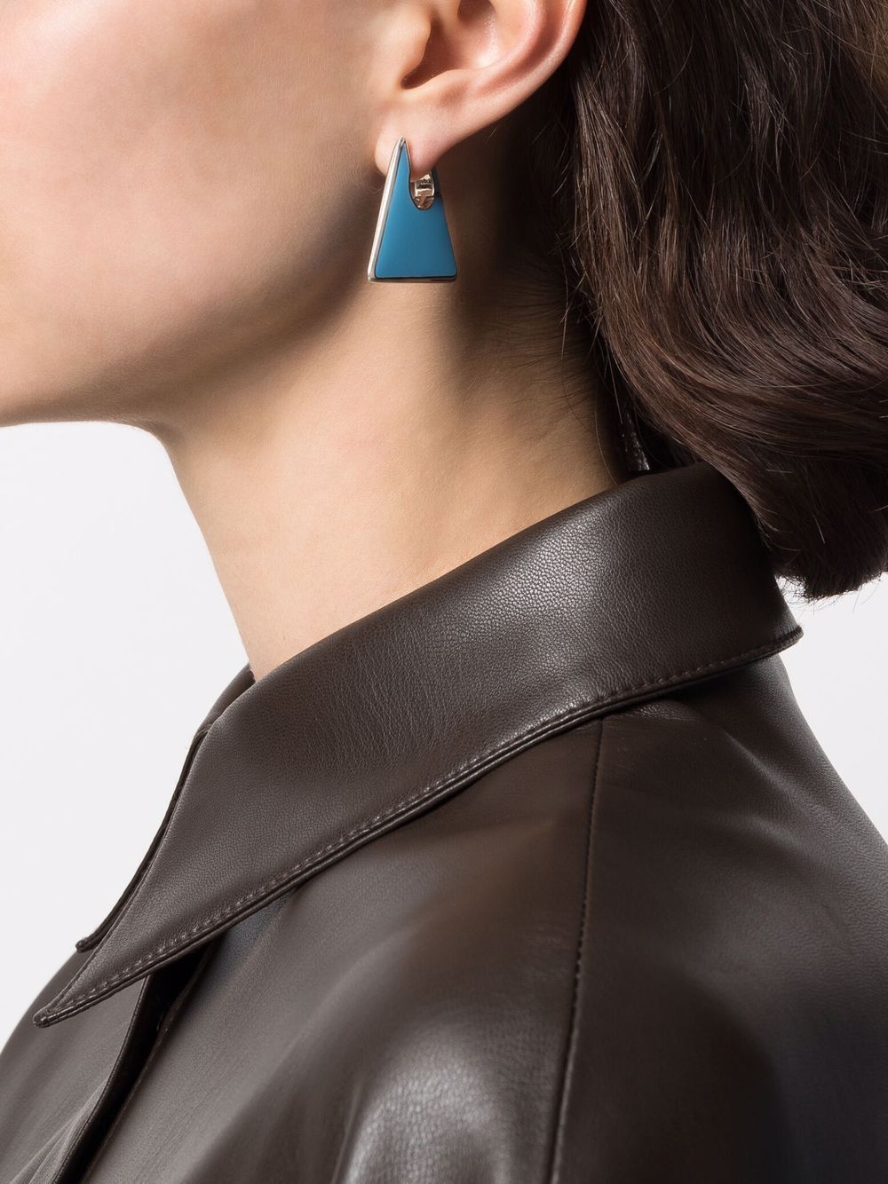 Bottega Veneta BOTTEGA VENETA blue Triangle enamel Sterling silver earrings Size ONE SIZE - 2 Thumbnail