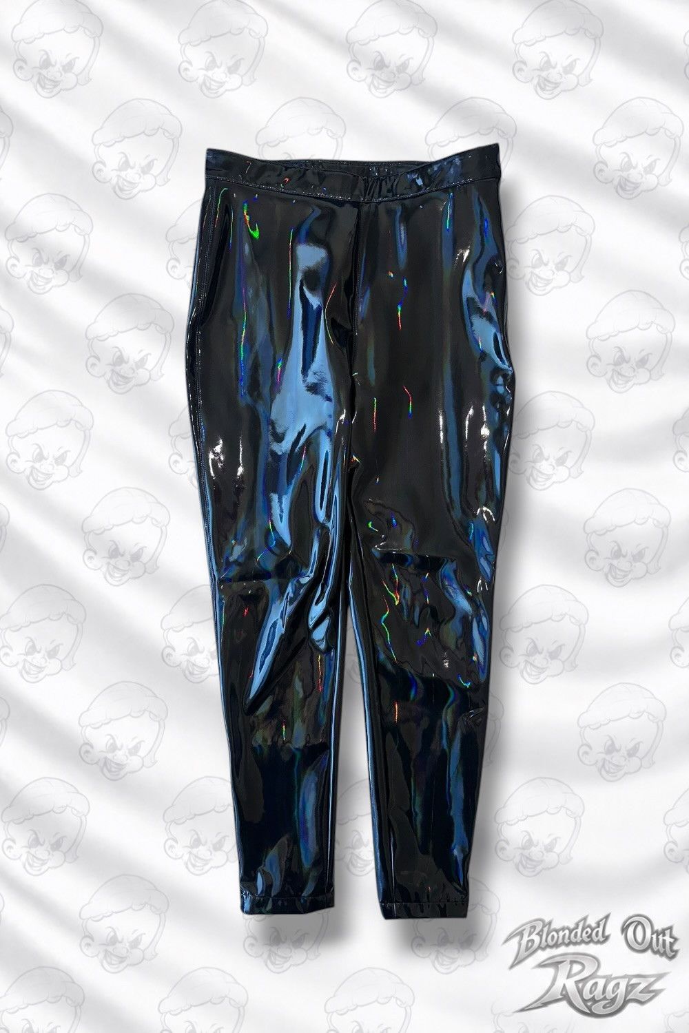 Balmain Balmain Patent High Waist Black Vinyl Trousers Holographic Size 25" / US 0 / IT 36 - 1 Thumbnail