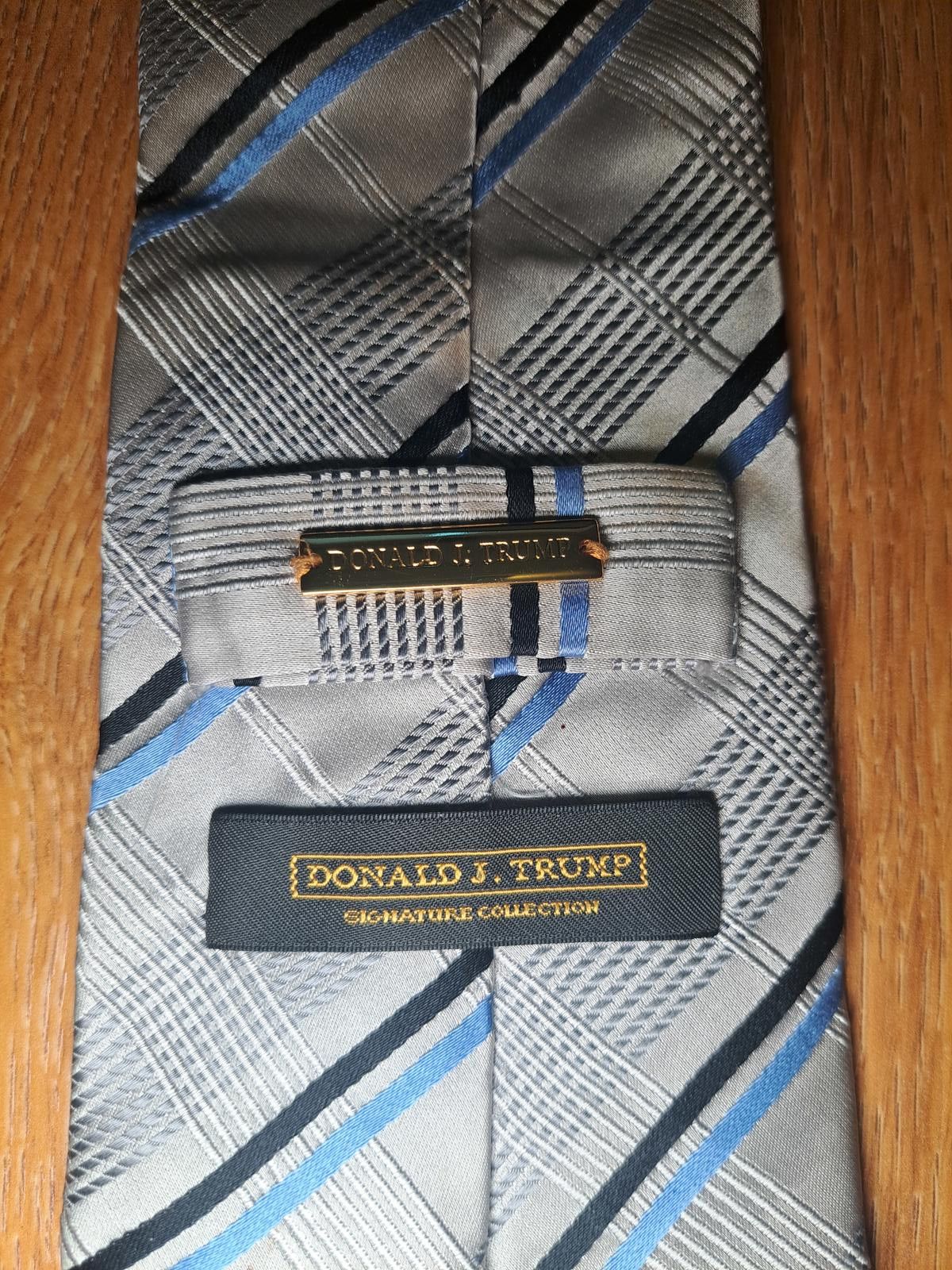 Donald Trump Donald Trump Signature Collection Tie Plaid Gray Blue Silk Size ONE SIZE - 2 Thumbnail