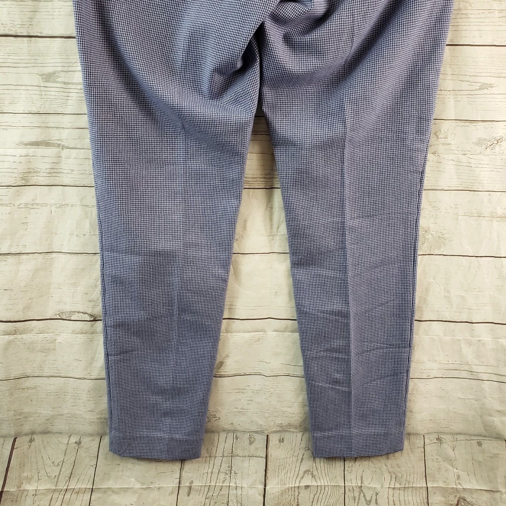 Ann Taylor Ann Taylor LOFT Marisa Pants Womens Sz 6 Blue Houndstooth Mid Rise Cotton Blend Size 28" / US 6 / IT 42 - 5 Thumbnail