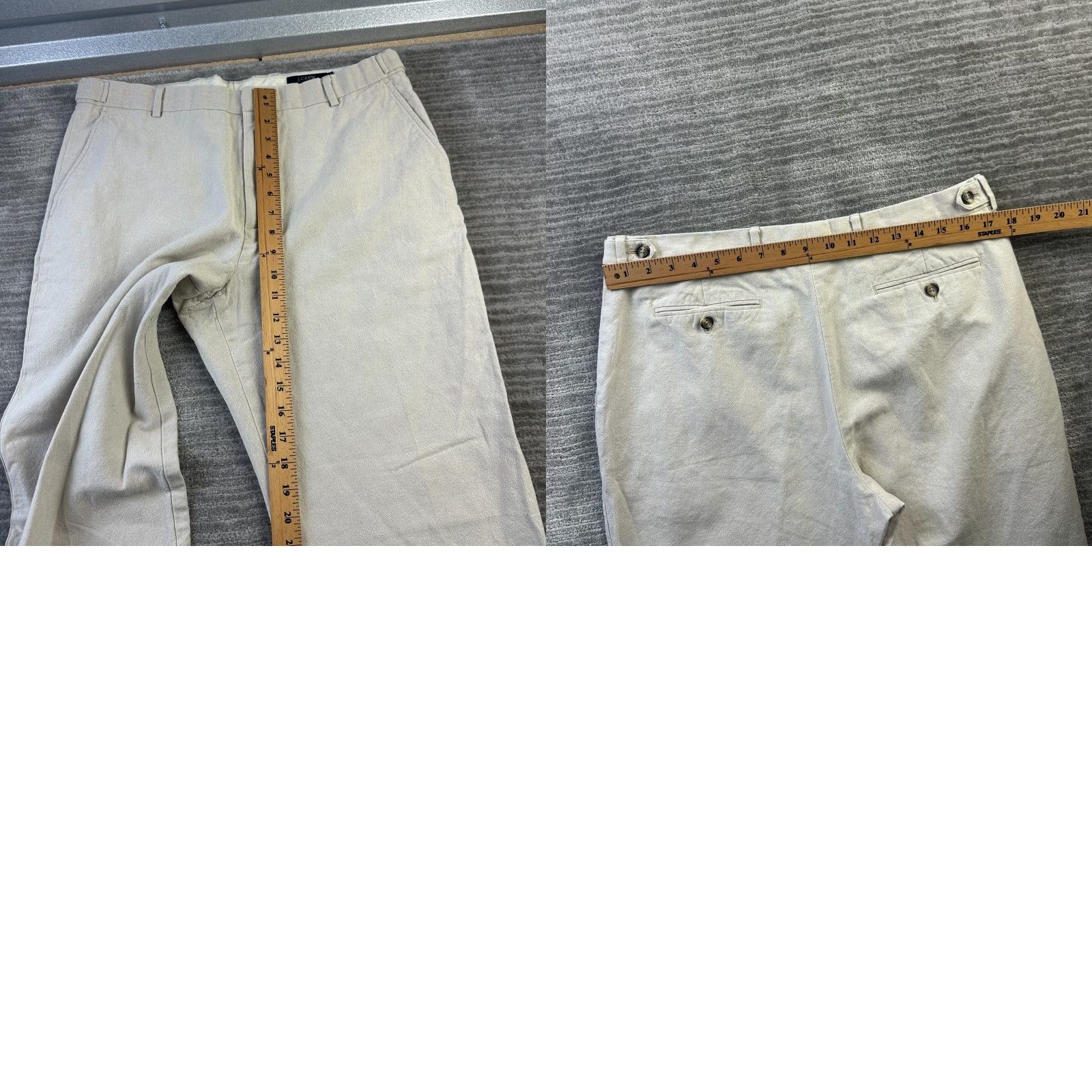 J.Crew J.CREW Pants Mens 35x30 Beige Linen Blend Chino Flat Front 5-Pocket Slimming Regular Straight Trousers Casual Workwear Size US 35 - 8 Thumbnail