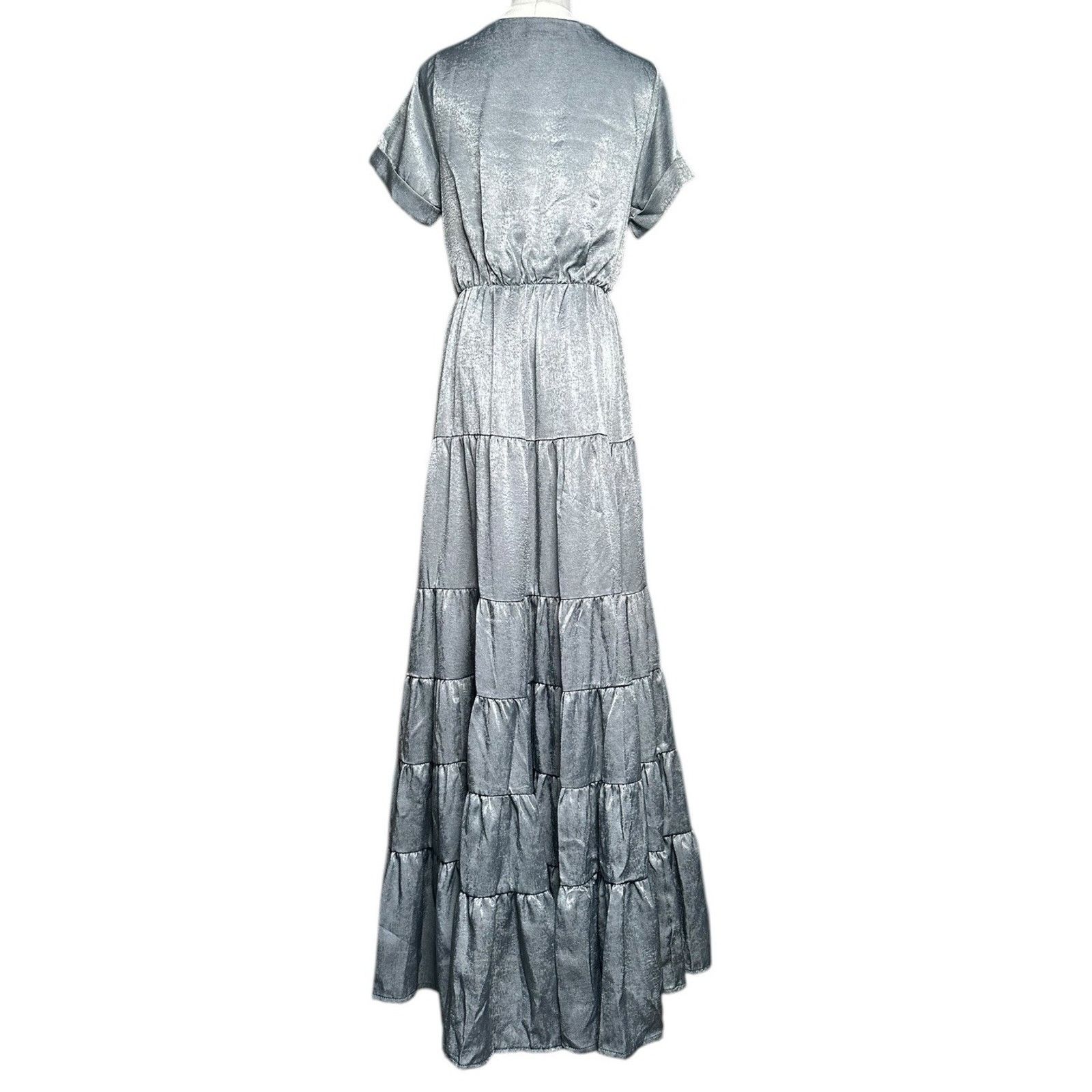 Other Joyfolie Mia Joy Tiered Boho Maxi Dress Flowy Gray Silver XS Size XS / US 0-2 / IT 36-38 - 6 Thumbnail