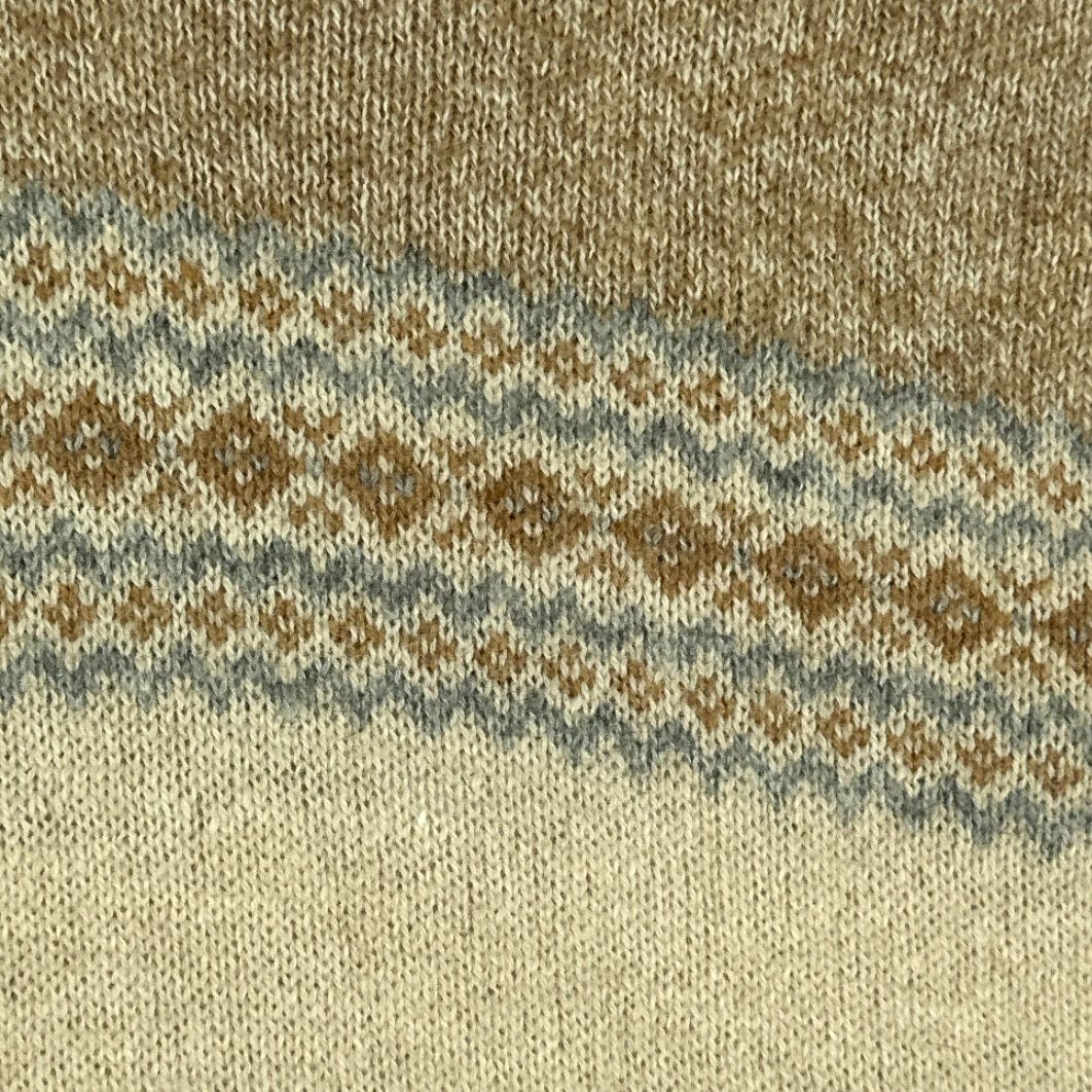 Jantzen VINTAGE Jantzen Sweater Knit Fair Isle Mock Neck Mens Adult MEDIUM Brown Cream 70s Pullover Long Sleeve Buttons Size US M / EU 48-50 / 2 - 7 Thumbnail