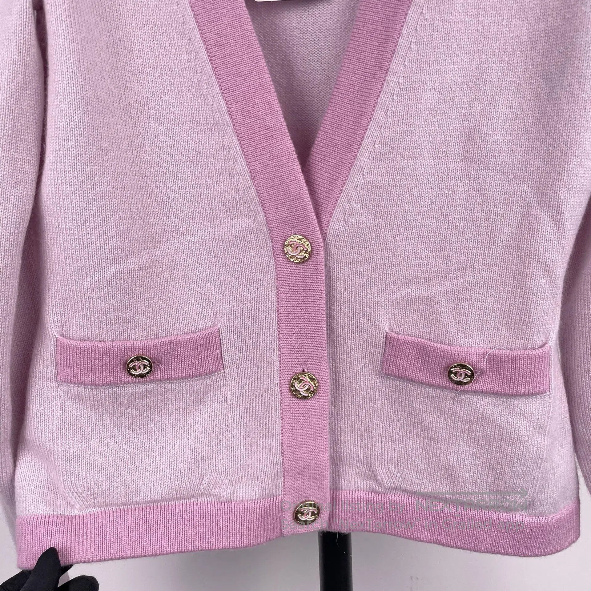 Chanel Chanel Cashmere cardigan with eggplant purple mixed design Size XXS / US 00 / IT 34 - 2 Thumbnail