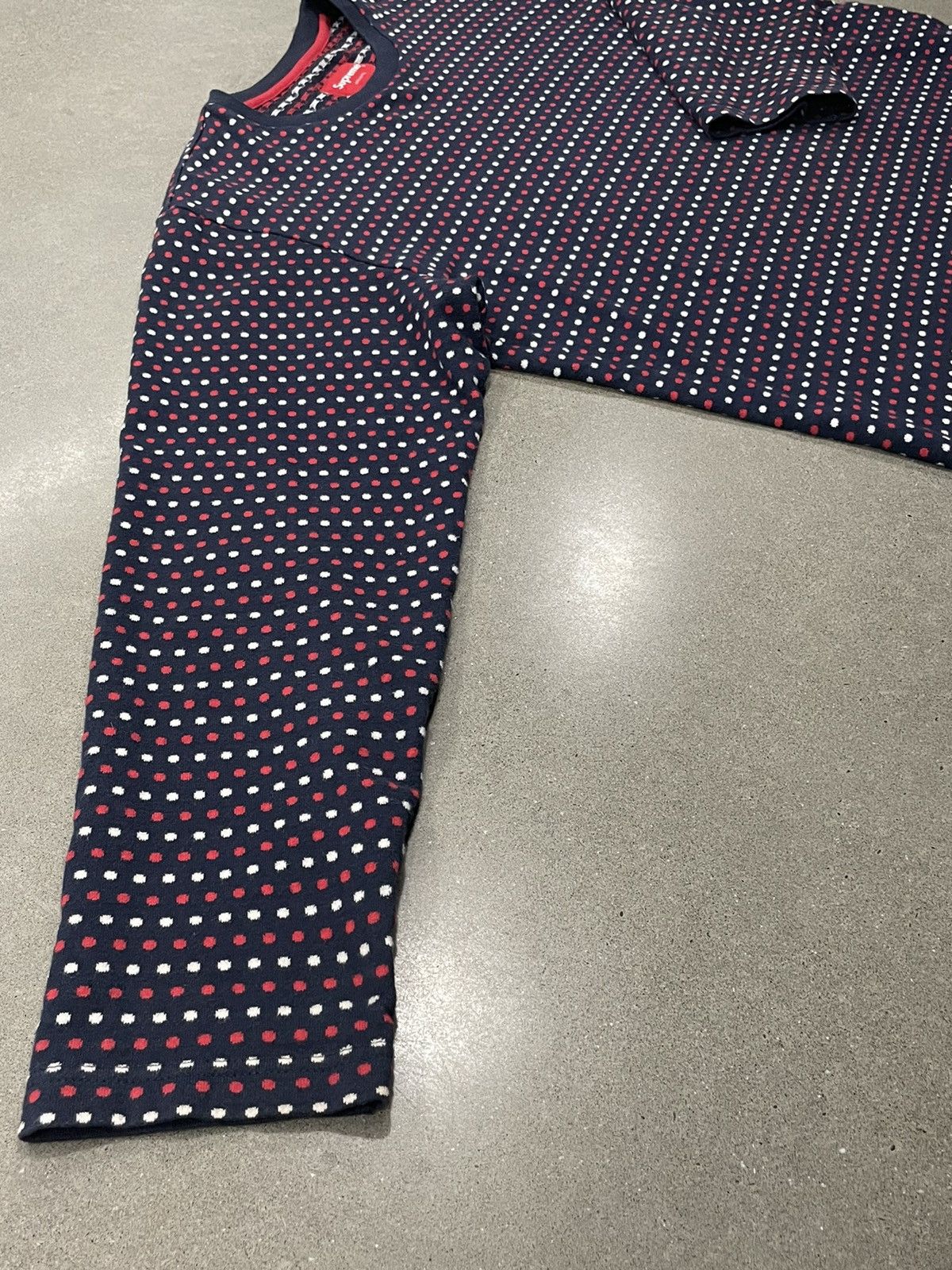 Supreme RARE: F/W 2009 Supreme Polka Dot Knit 3/4 Sleeve "Navy" Size US L / EU 52-54 / 3 - 4 Thumbnail