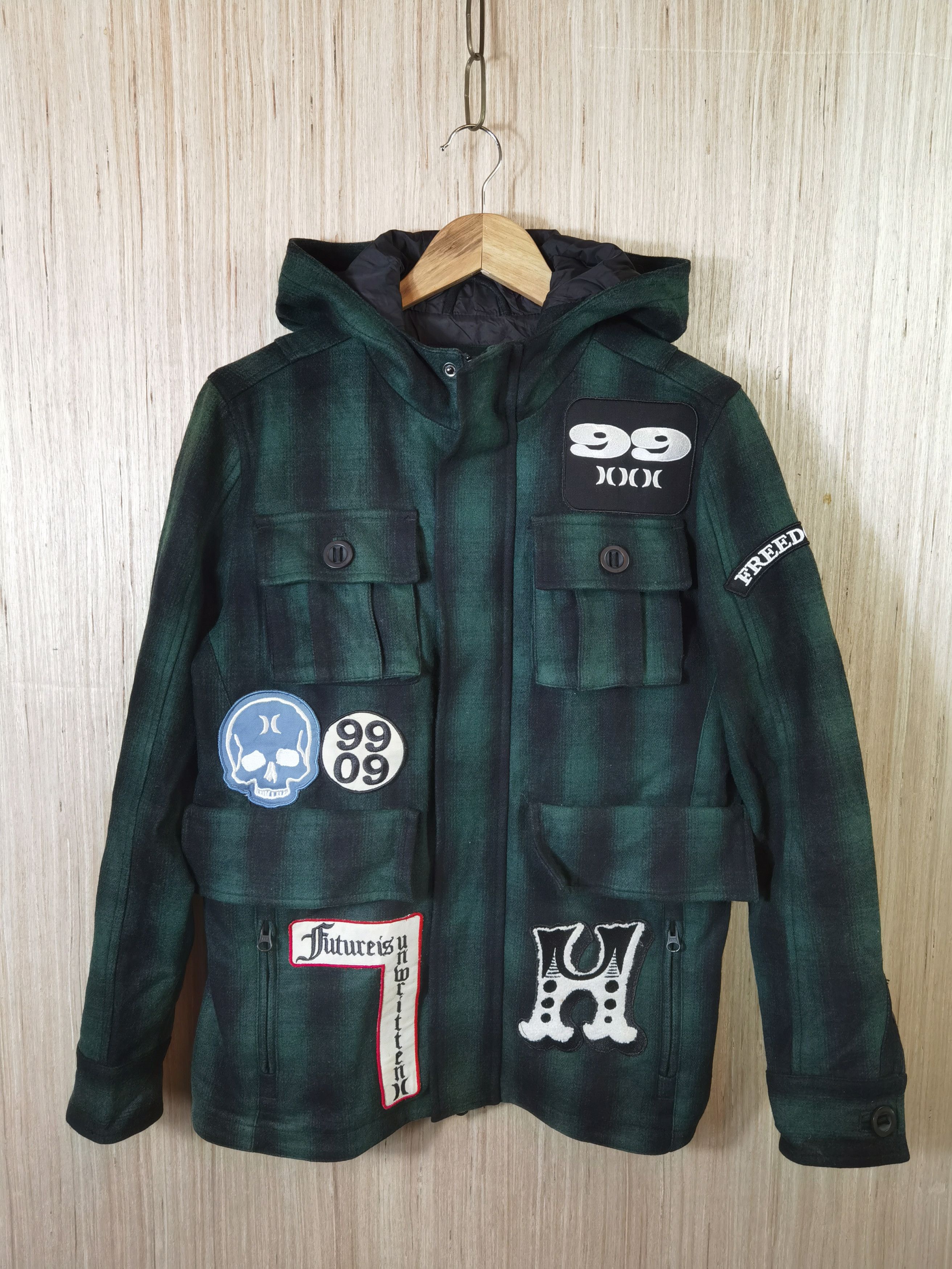 G9 HURLEY GREEN CHECK FELT-WOOL JACKET