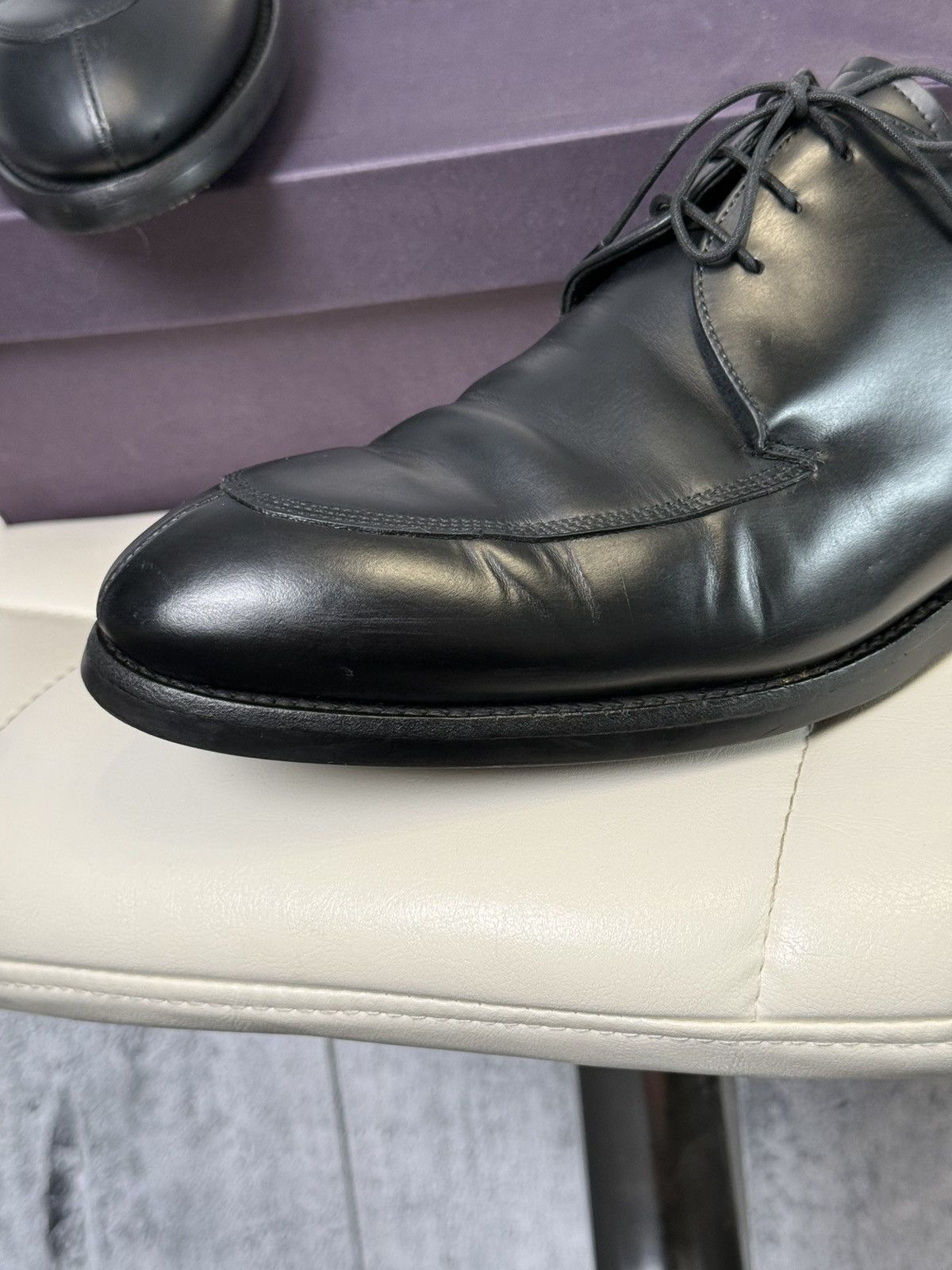 Prada Prada Black Leather Apron Toe Derby Men’s Dress Shoes Italy Size US 11 / EU 44 - 3 Thumbnail