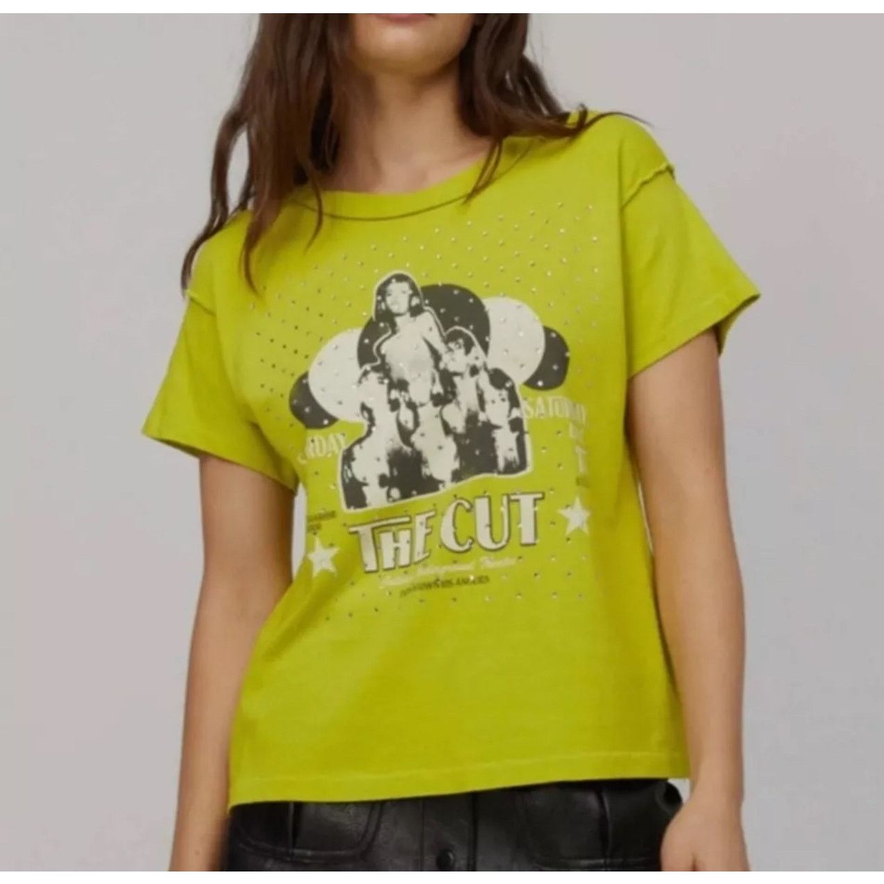 Daydreamer Daydreamer "The Cut" Rhinestone Graphic Tee Small Size S / US 4 / IT 40 - 1 Thumbnail