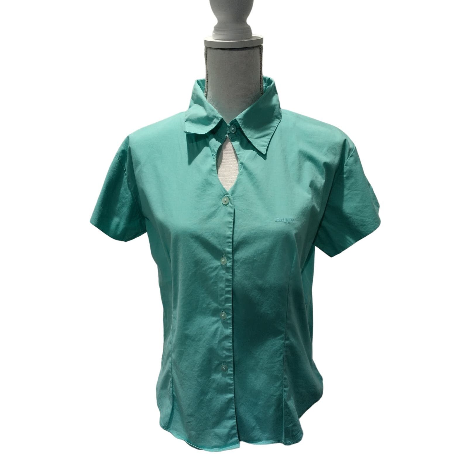 DKNY DKNY Womens Shirt Short Sleeves Button Up Keyhole Collared Size XL / US 12-14 / IT 48-50 - 1 Thumbnail