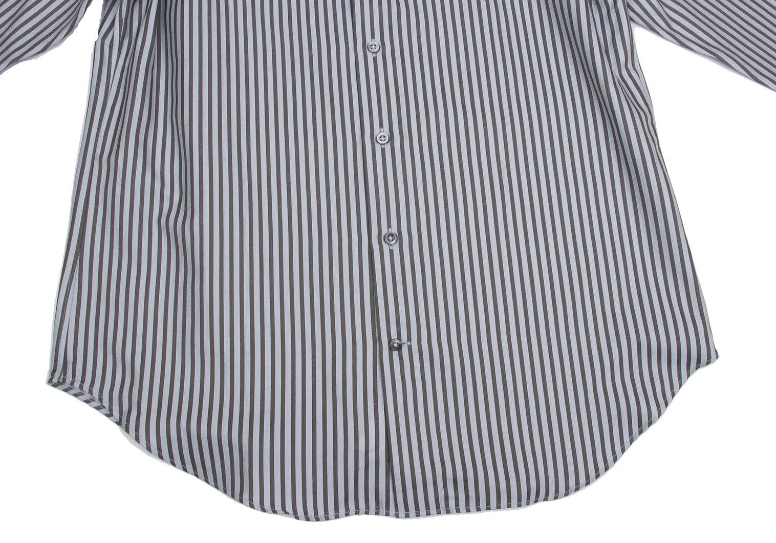 Armani Collezioni Cotton Stripe Long Sleeve Shirt in Gray and Light Blue Size US M / EU 48-50 / 2 - 7 Thumbnail