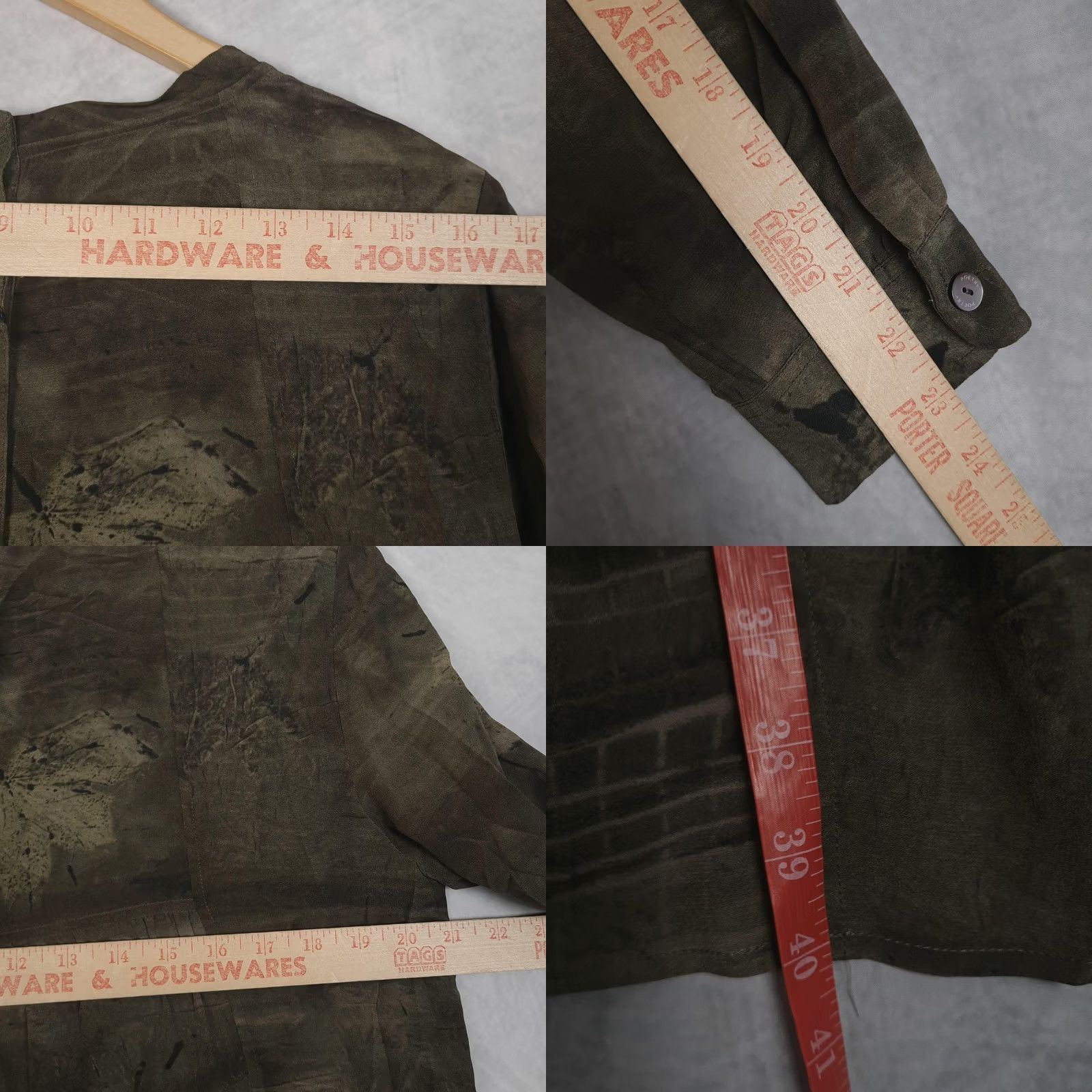 Vintage Poetry Dress Womens 8 Green Brown Silk Trapeze Swing Pockets Leaf Print Size M / US 6-8 / IT 42-44 - 10 Thumbnail